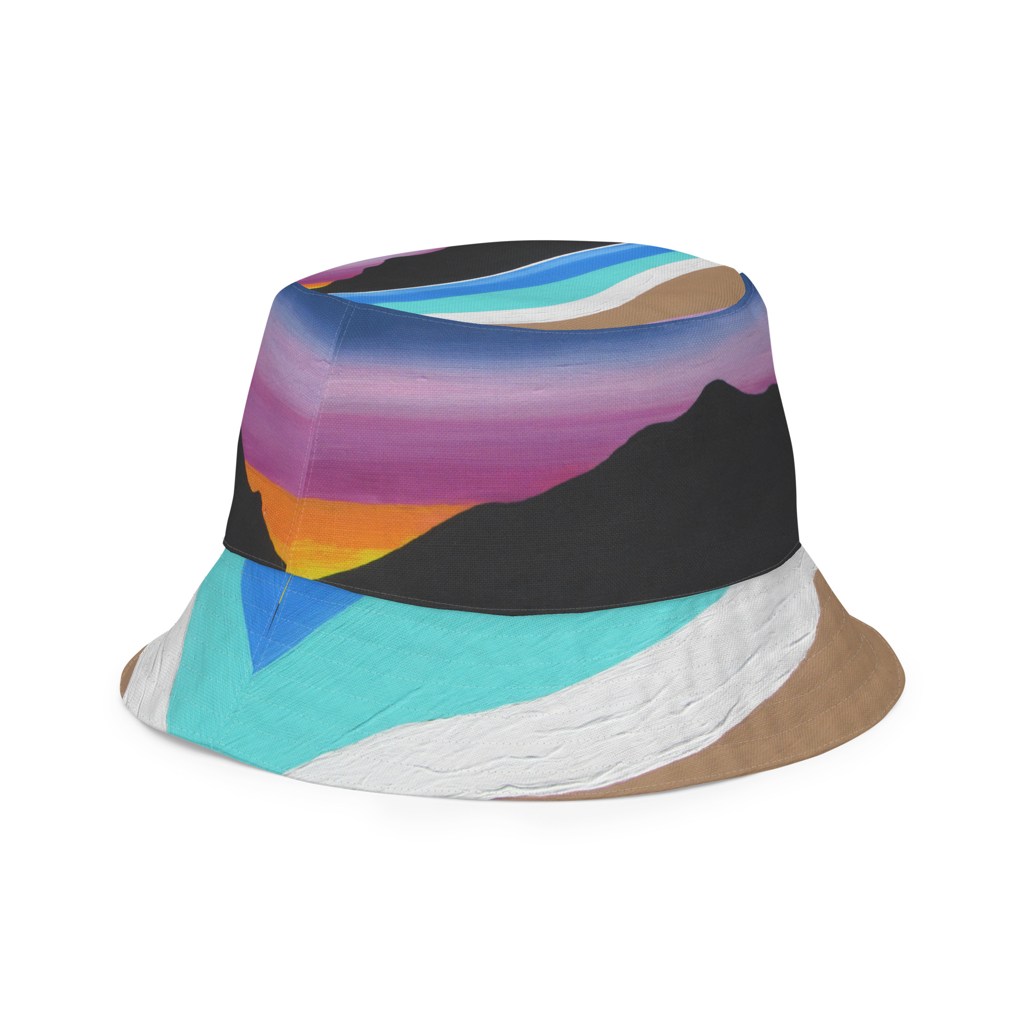 Reversible bucket hat The Sleeping Lady's Serene Twilight Shoreline Mt Tamalpais - Image 10