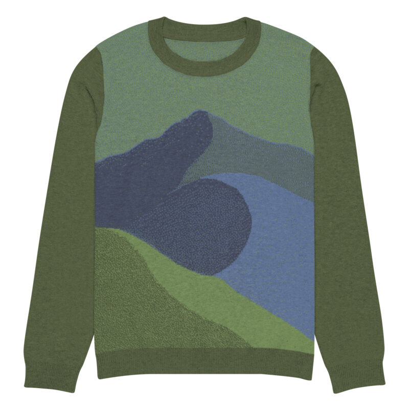Knitted Sweater Colors of Mt Tamalpais Olive Green Navy Blue