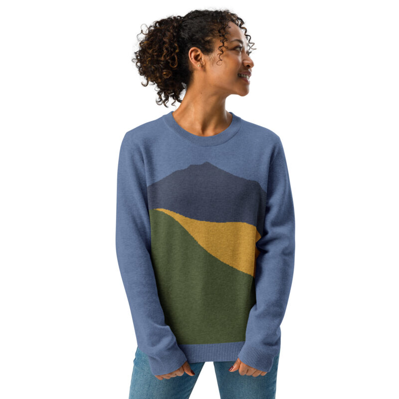 Knitted Sweater Vivid Colors of Mt Tamalpais Denim Navy Gold Olive