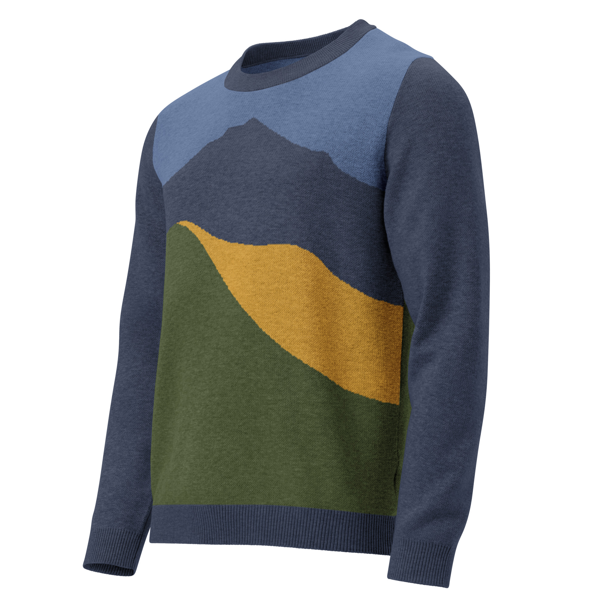 Knitted Mt Tamalpais Marin County California Sweater Unisex - Navy Denim Gold - Image 7