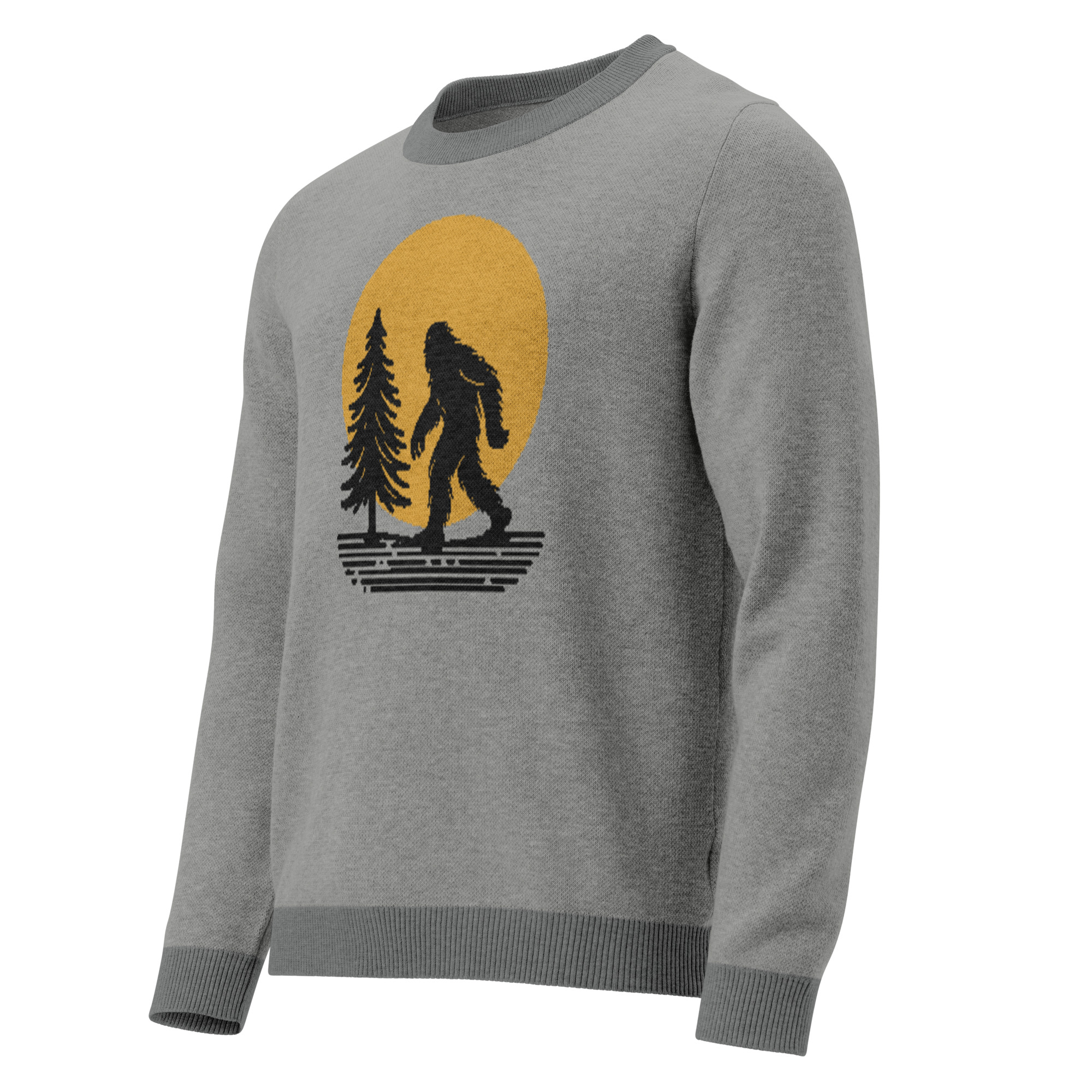 Knitted Sweater Bigfoot Moon and Tree - Foggy Gray - Image 6