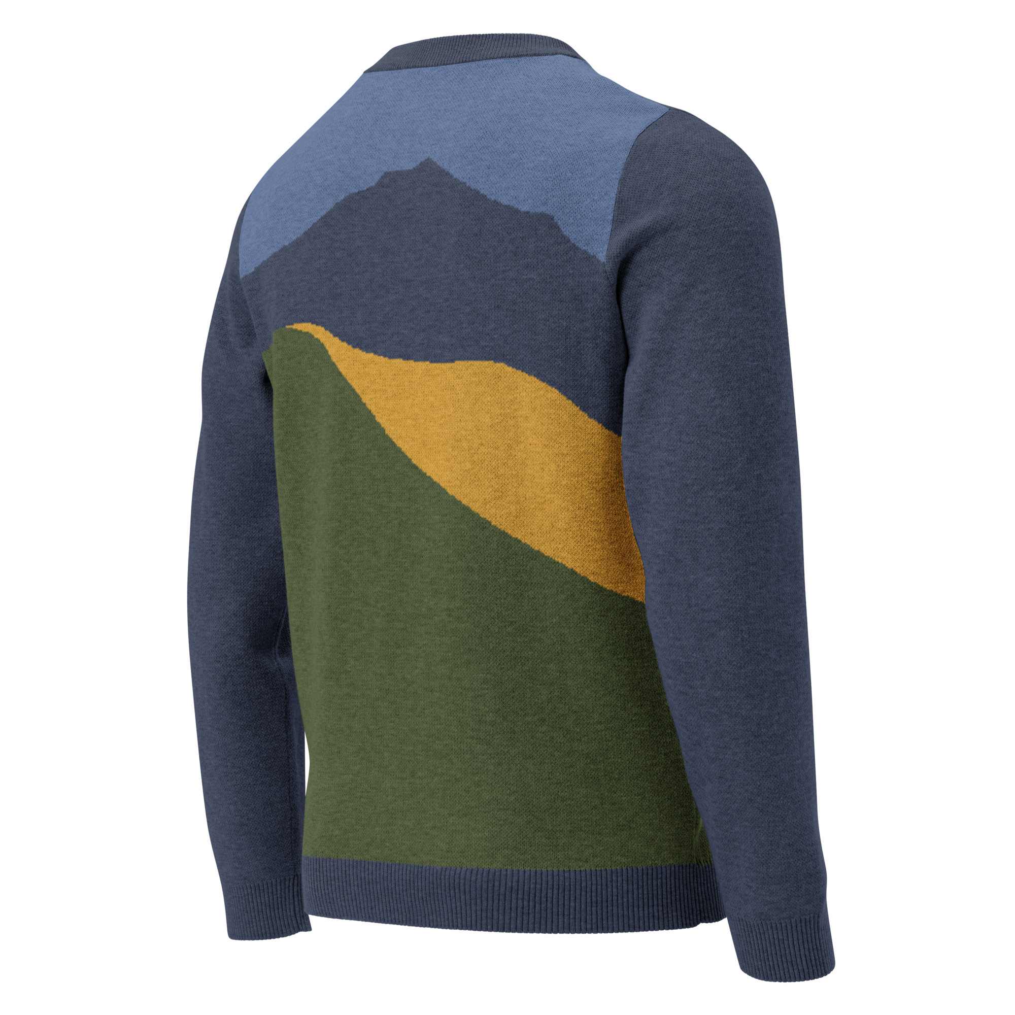 Knitted Mt Tamalpais Marin County California Sweater Unisex - Navy Denim Gold - Image 8