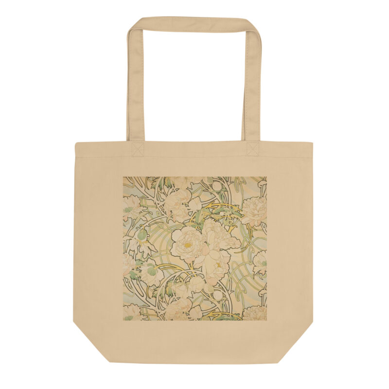 Eco Tote Bag Alphonse Mucha Peonies Vintage 1897