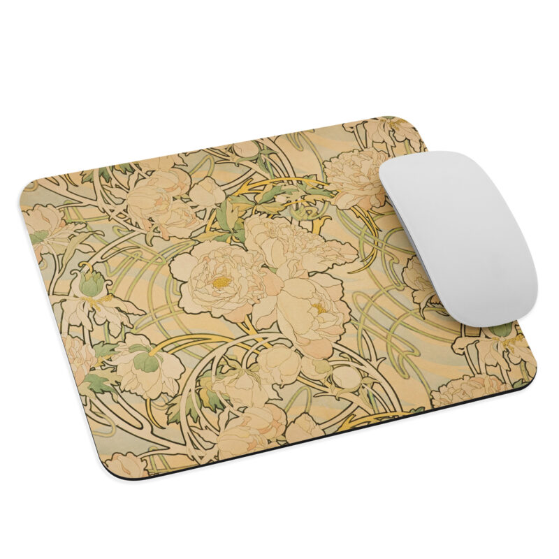 Mouse pad Alphonse Mucha Peonies Vintage 1897