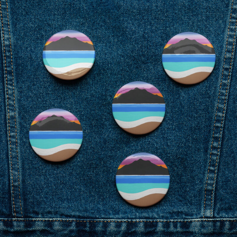 Set of pin buttons The Sleeping Lady's Serene Twilight Shoreline Mt Tamalpais