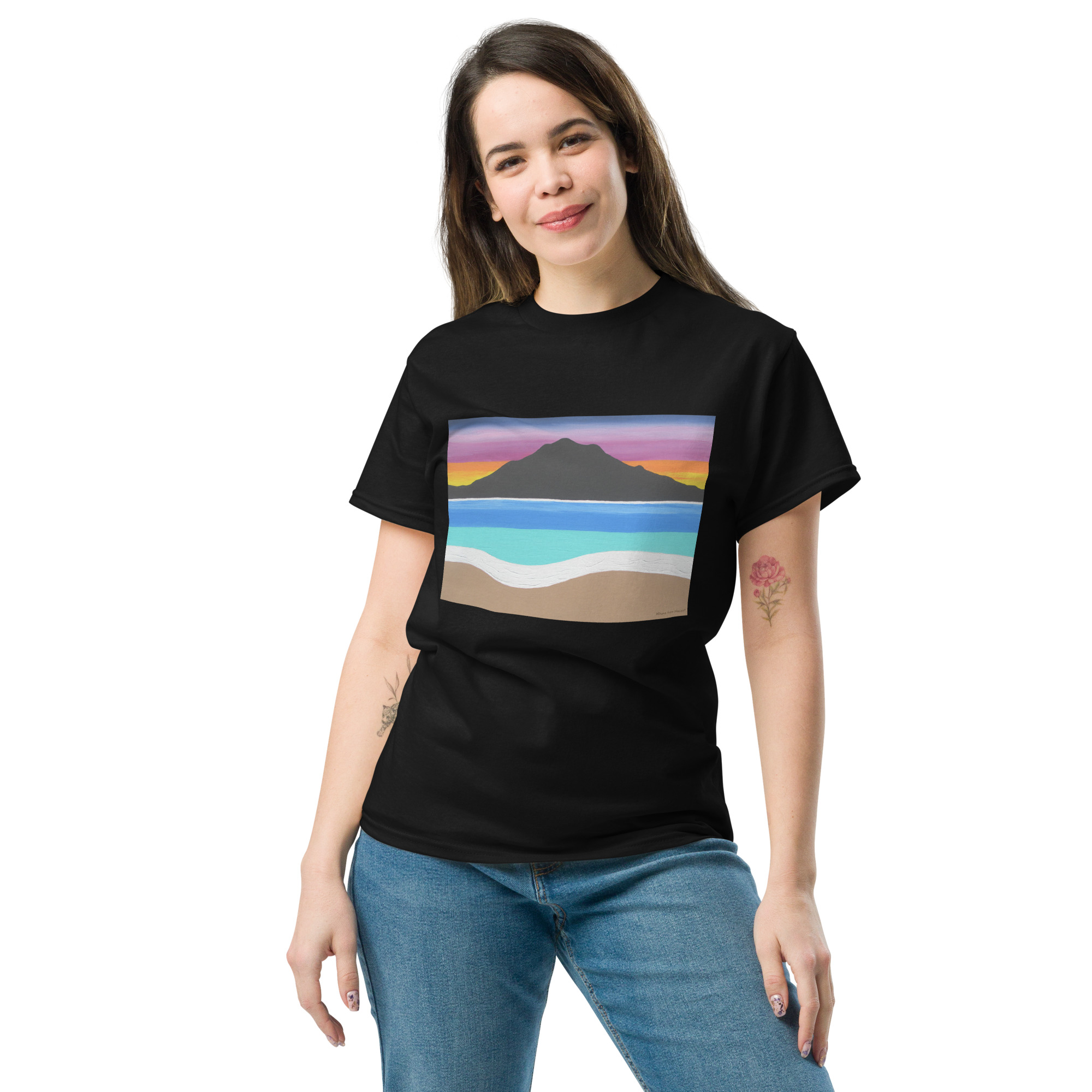Unisex classic tee The Sleeping Lady's Serene Twilight Shoreline Mt Tamalpais
