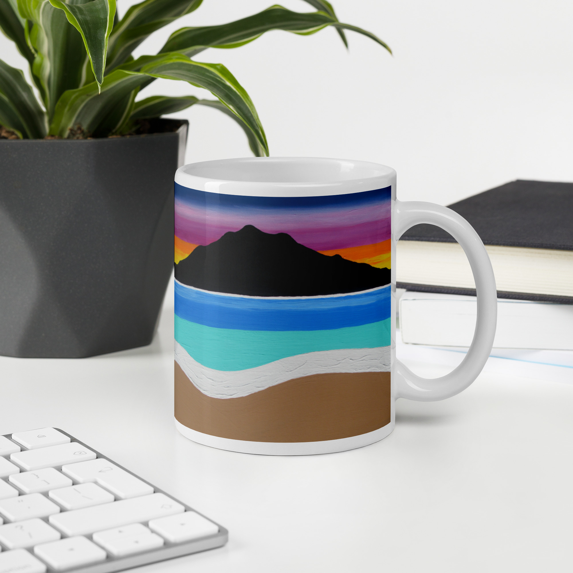 White glossy mug The Sleeping Lady's Serene Twilight Shoreline Mt Tamalpais - Image 2