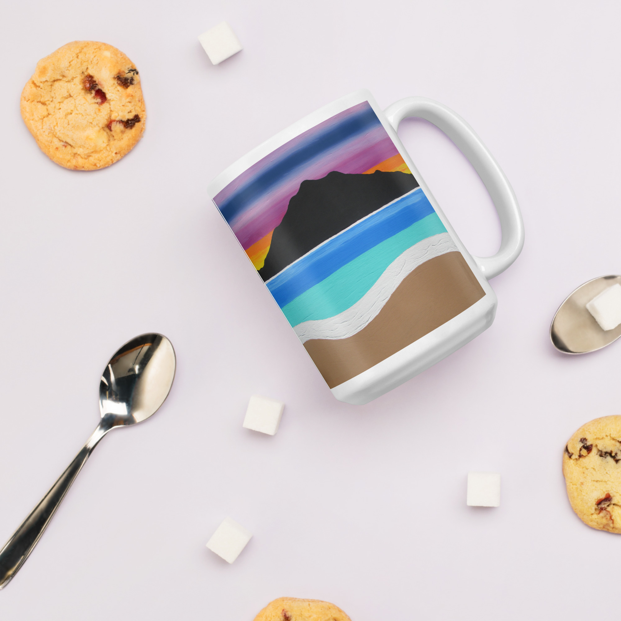 White glossy mug The Sleeping Lady's Serene Twilight Shoreline Mt Tamalpais - Image 7