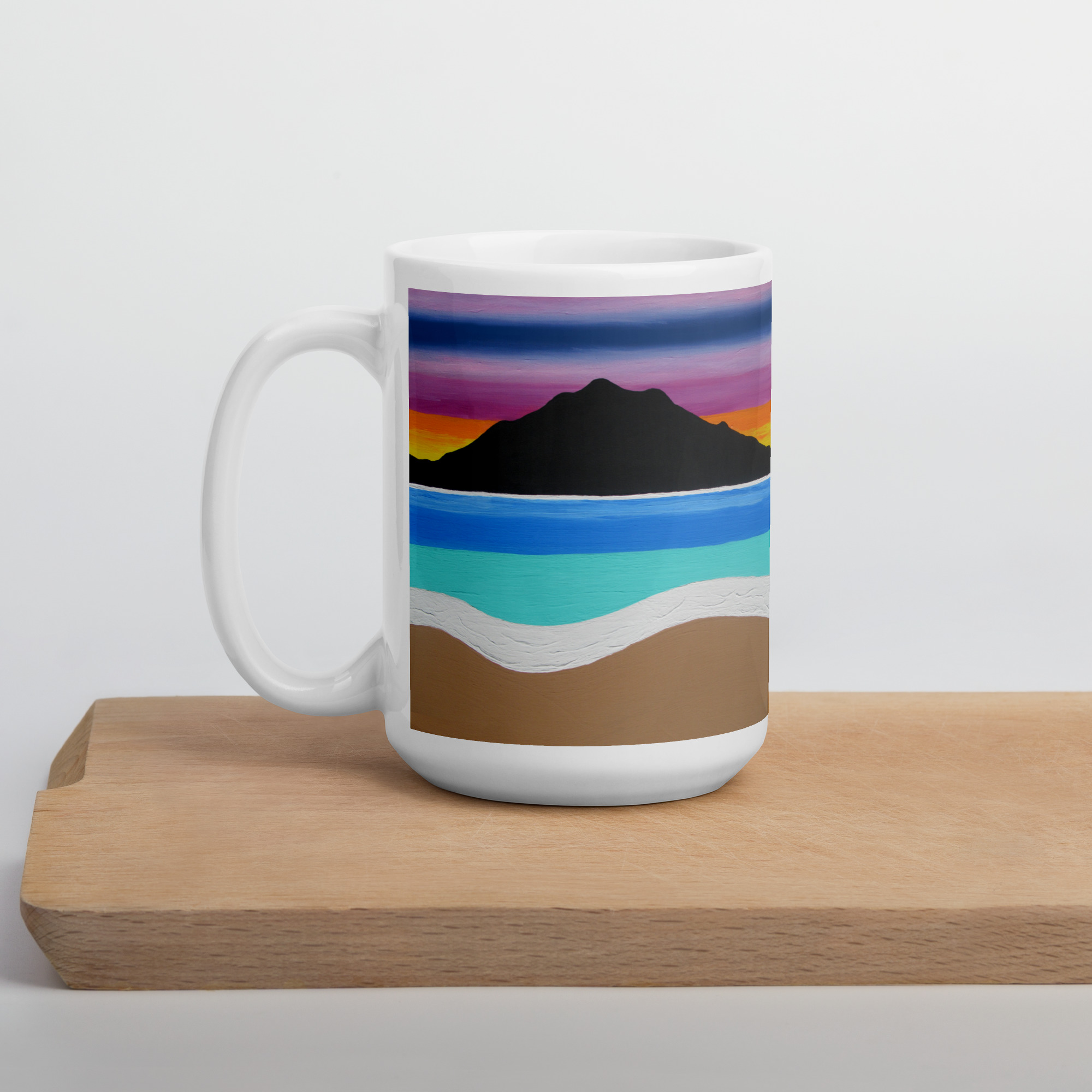 White glossy mug The Sleeping Lady's Serene Twilight Shoreline Mt Tamalpais - Image 6