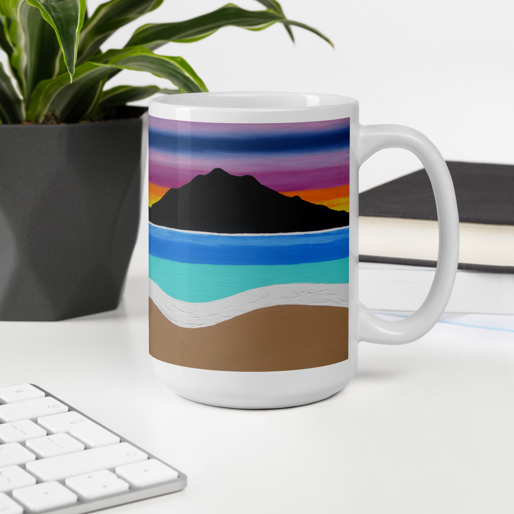 White glossy mug The Sleeping Lady's Serene Twilight Shoreline Mt Tamalpais - Image 3