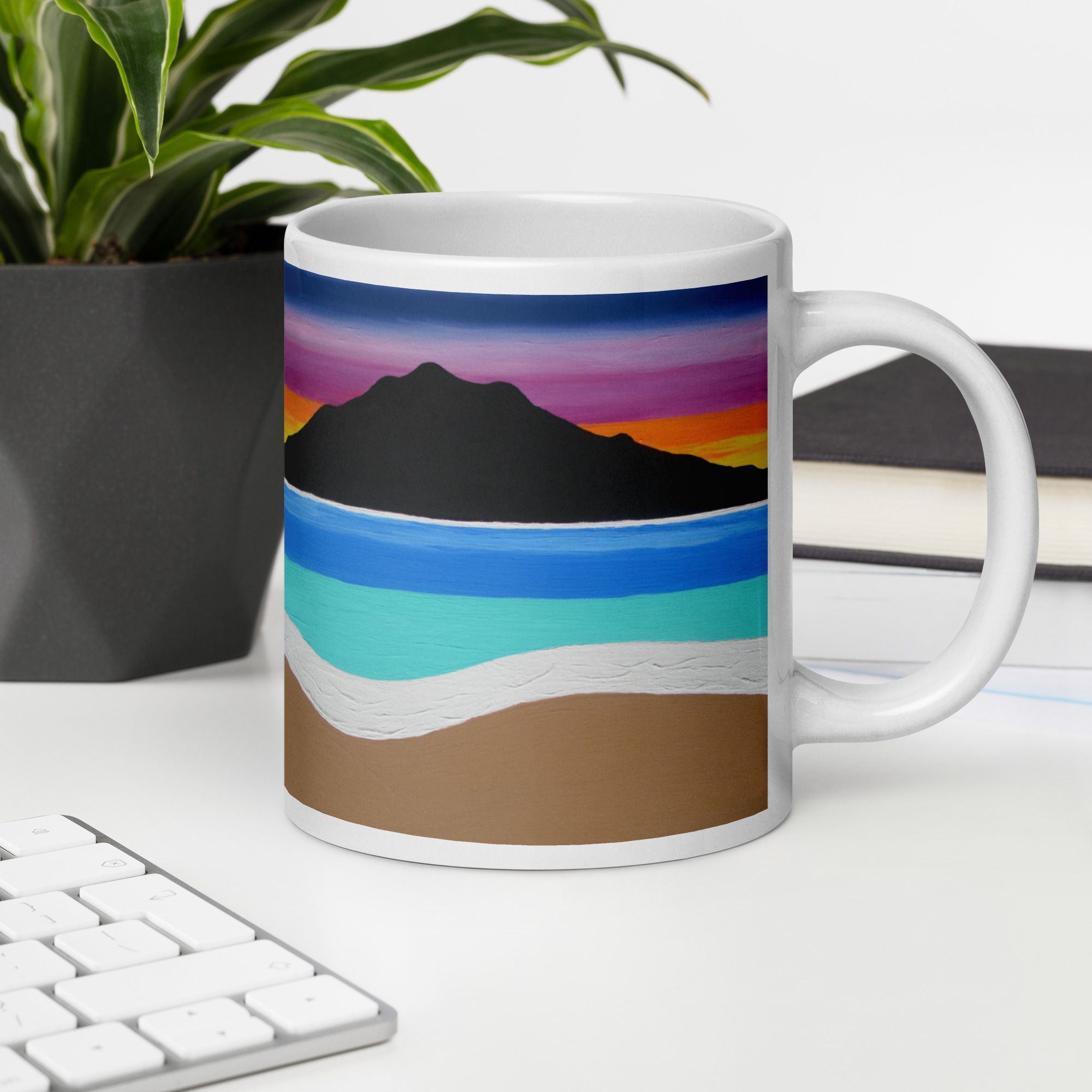 White glossy mug The Sleeping Lady's Serene Twilight Shoreline Mt Tamalpais - Image 4