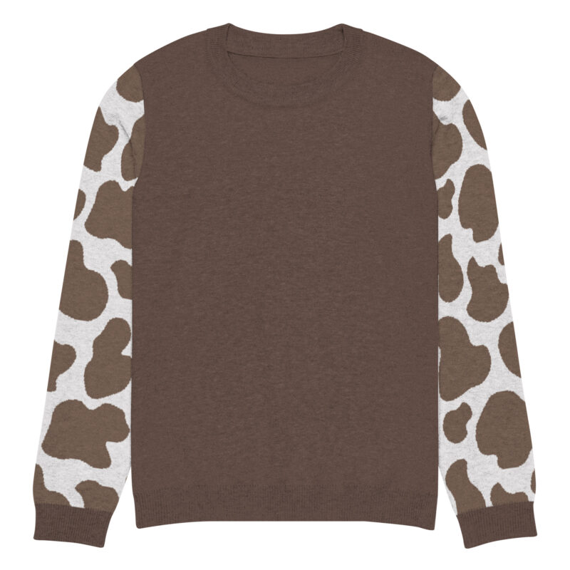 Knitted Cow Print Sweater Earth Brown and Caramel Toffee