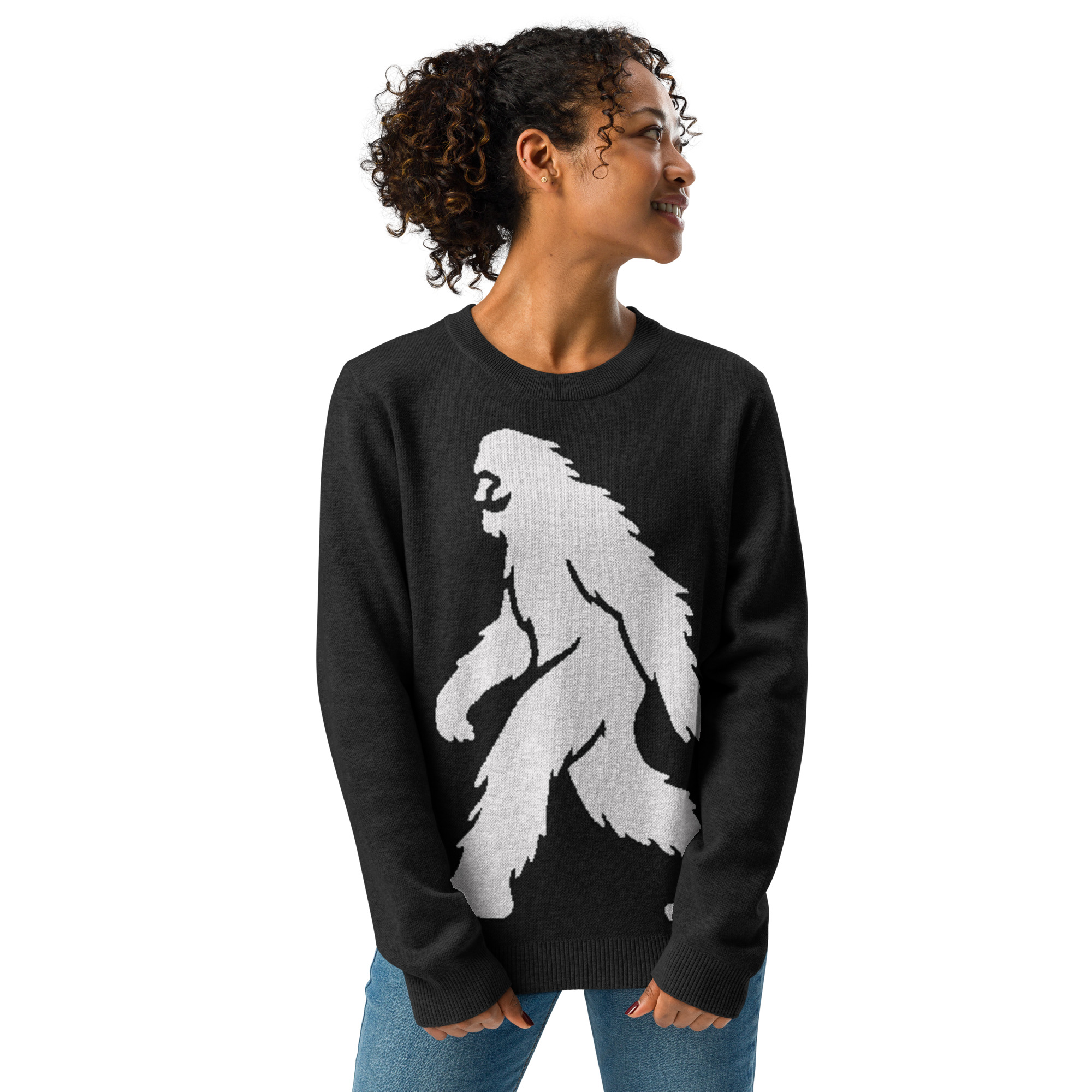 Knitted Sweater Smiling Yeti Bigfoot Mystic Black - Image 2