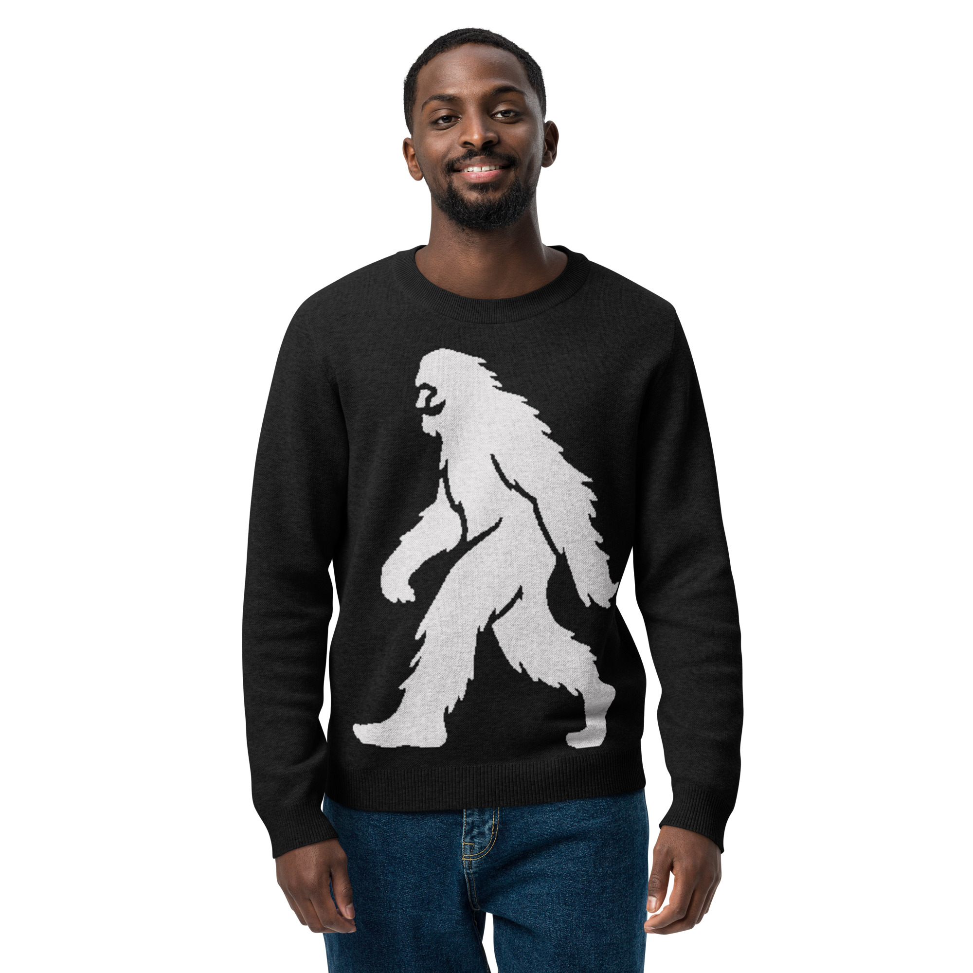Knitted Sweater Smiling Yeti Bigfoot Mystic Black - Image 8