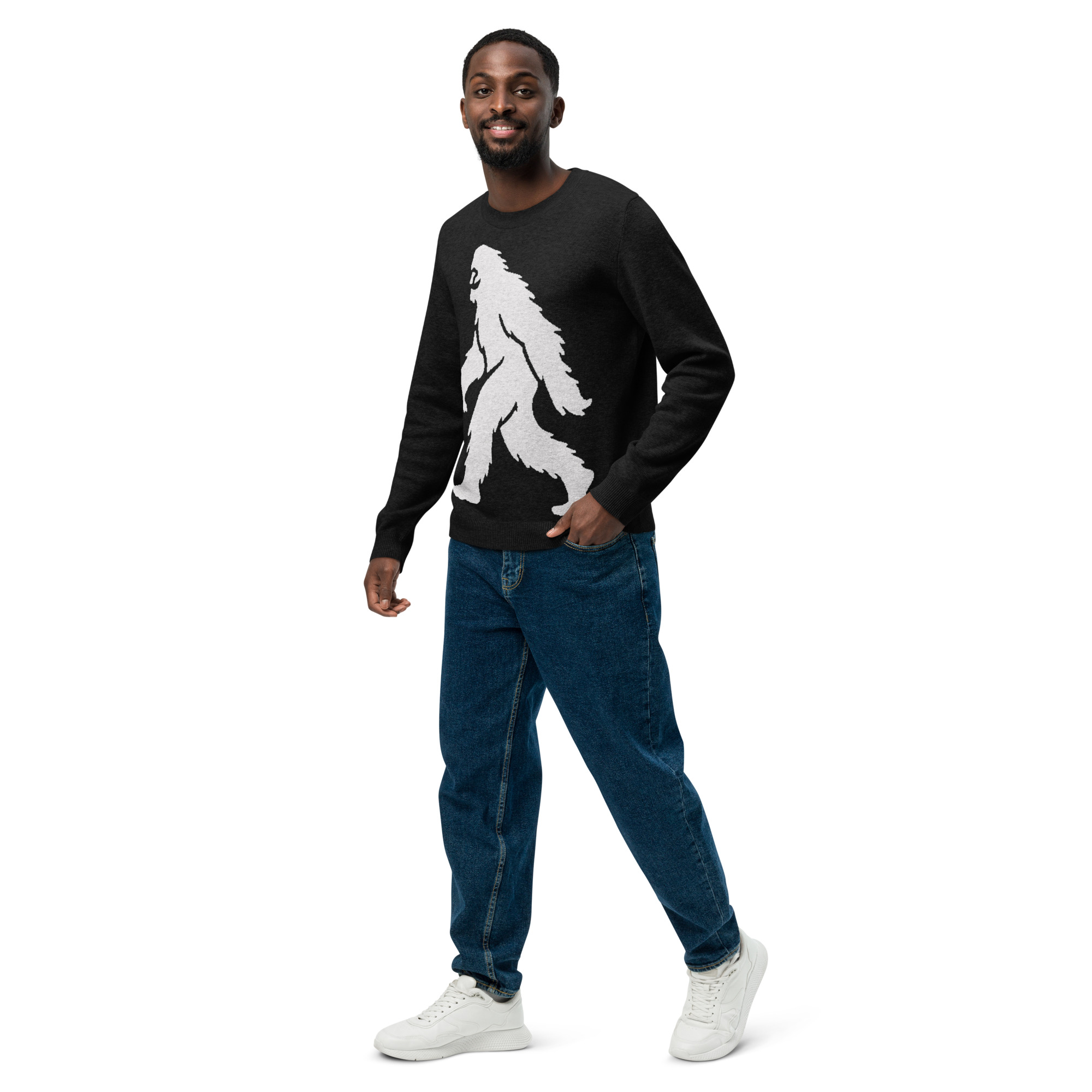 Knitted Sweater Smiling Yeti Bigfoot Mystic Black - Image 7