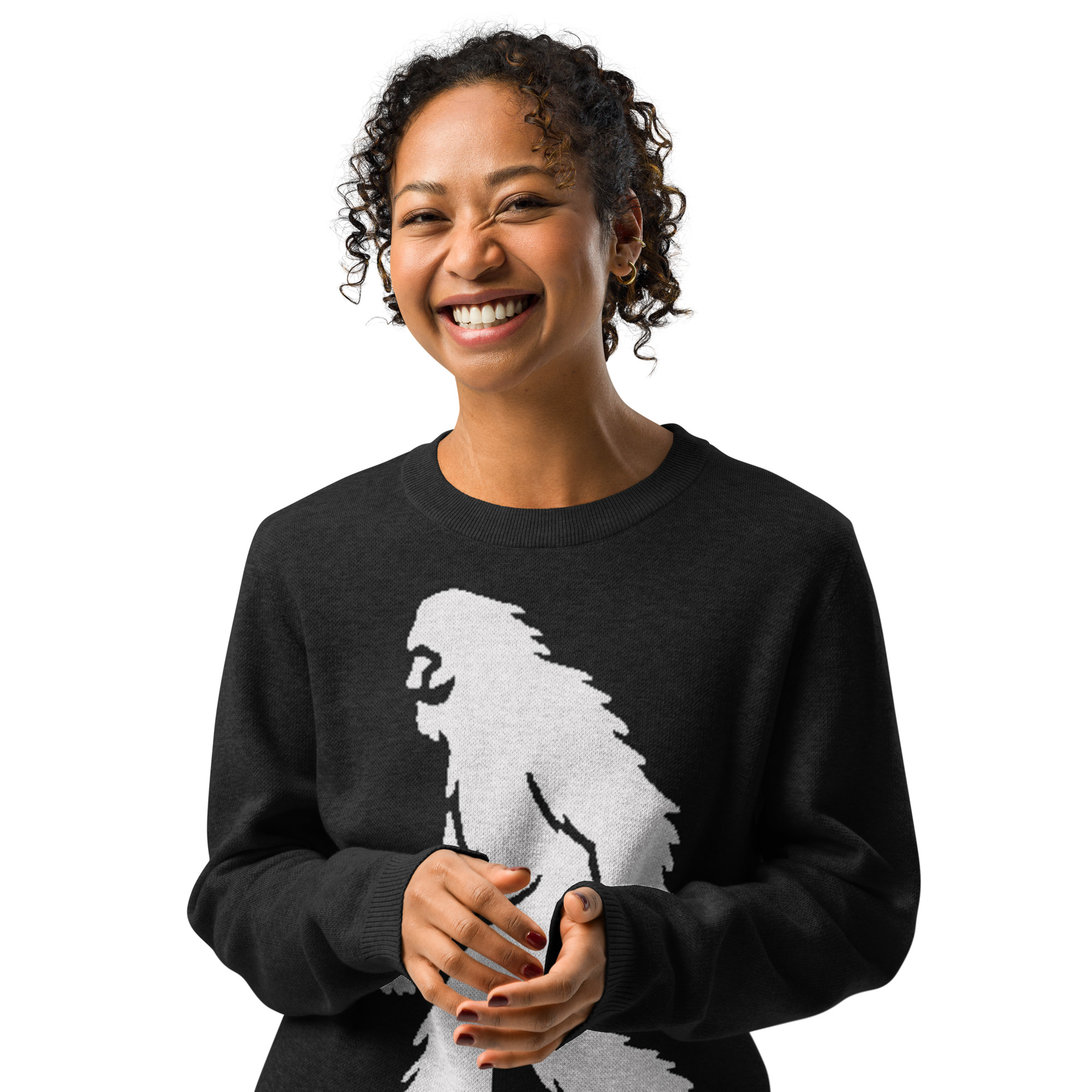 Knitted Sweater Smiling Yeti Bigfoot Mystic Black - Image 4