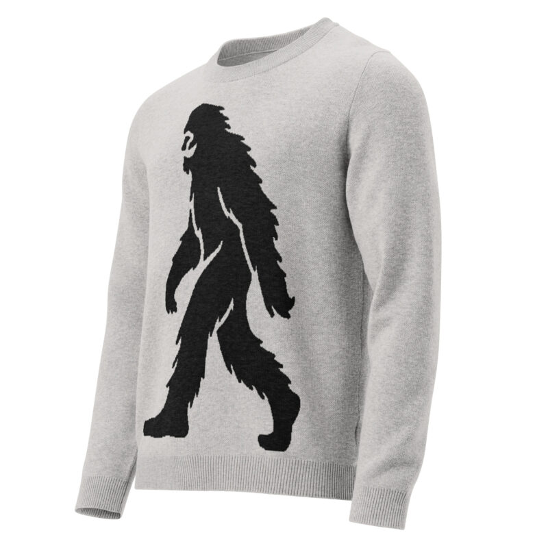Knitted Sweater Smiling Bigfoot - Mysterious Foggy Gray