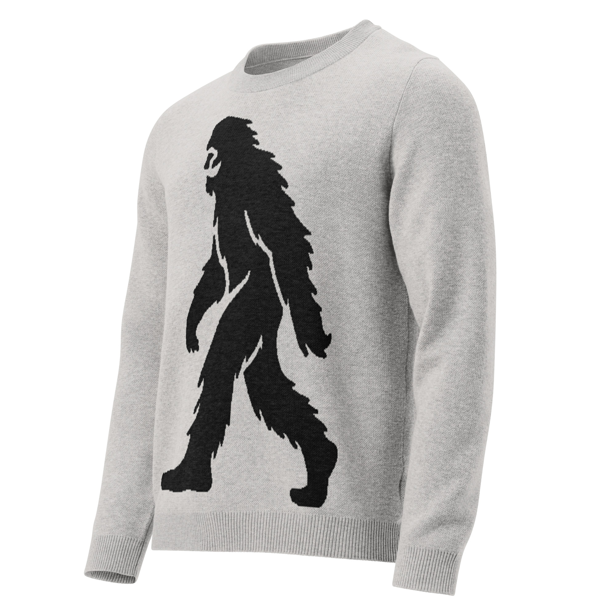 Knitted Sweater Smiling Bigfoot - Mysterious Foggy Gray