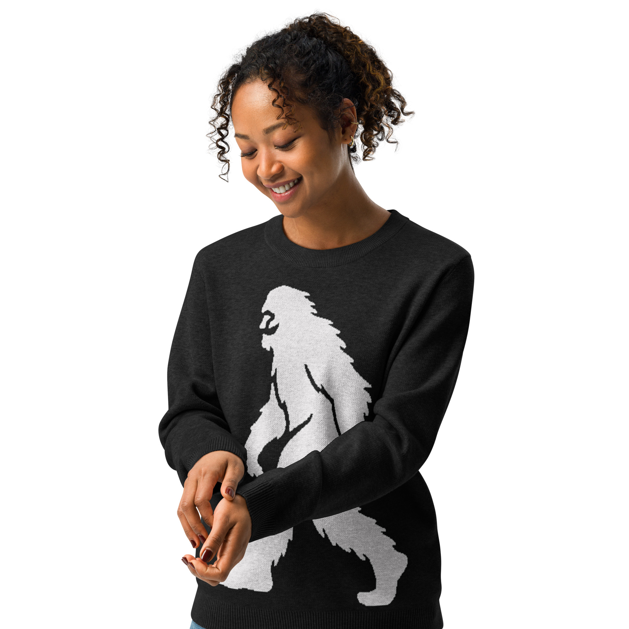 Knitted Sweater Smiling Yeti Bigfoot Mystic Black - Image 3