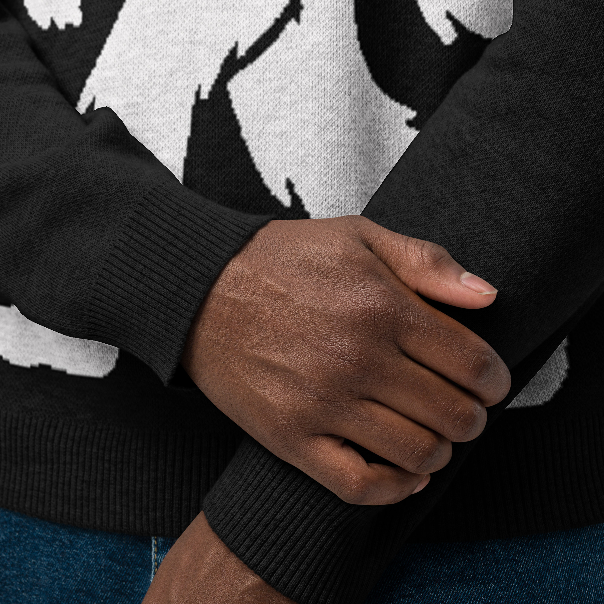 Knitted Sweater Smiling Yeti Bigfoot Mystic Black - Image 6