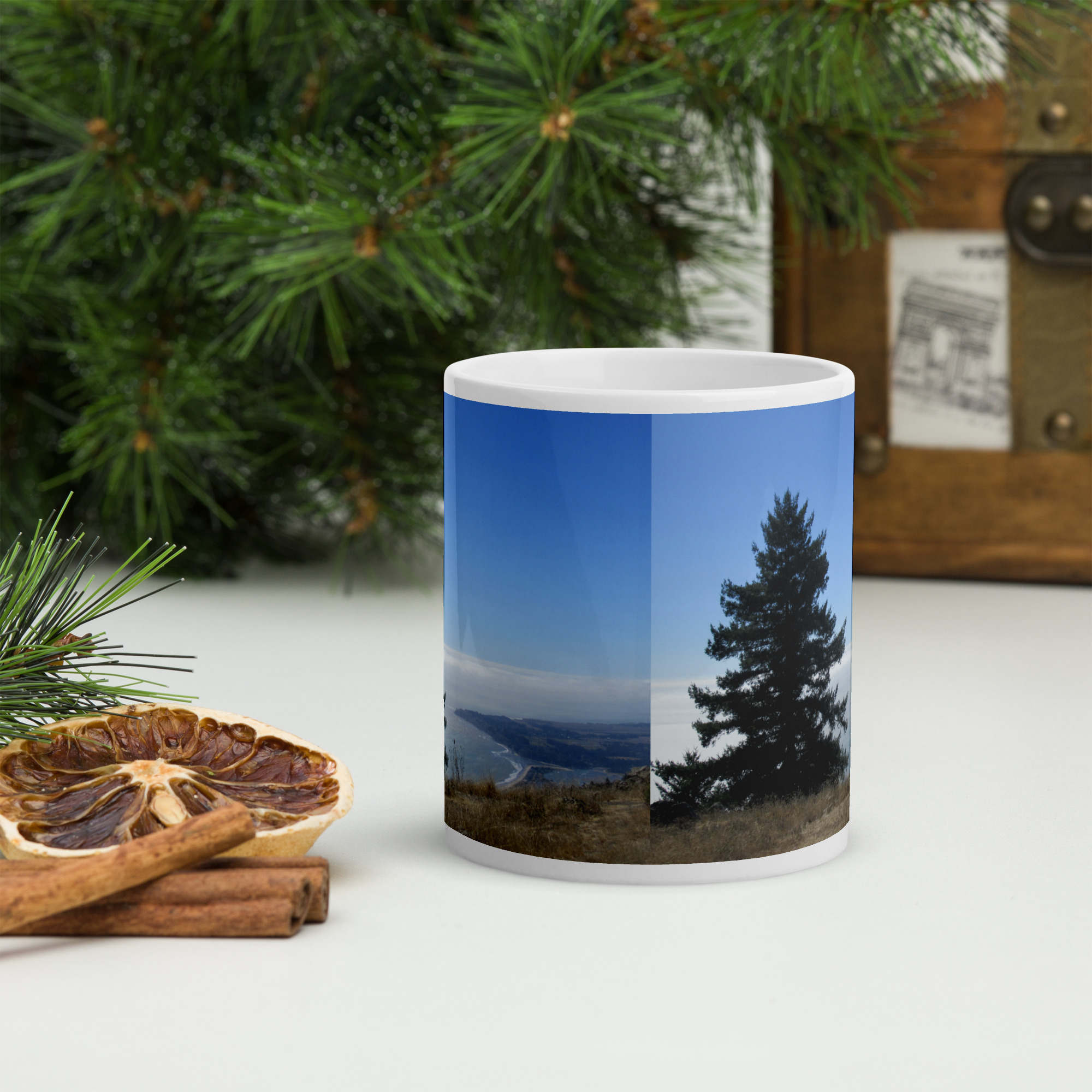 White glossy mug Stinson Beach Mt Tamalpais Marin County California - Image 4