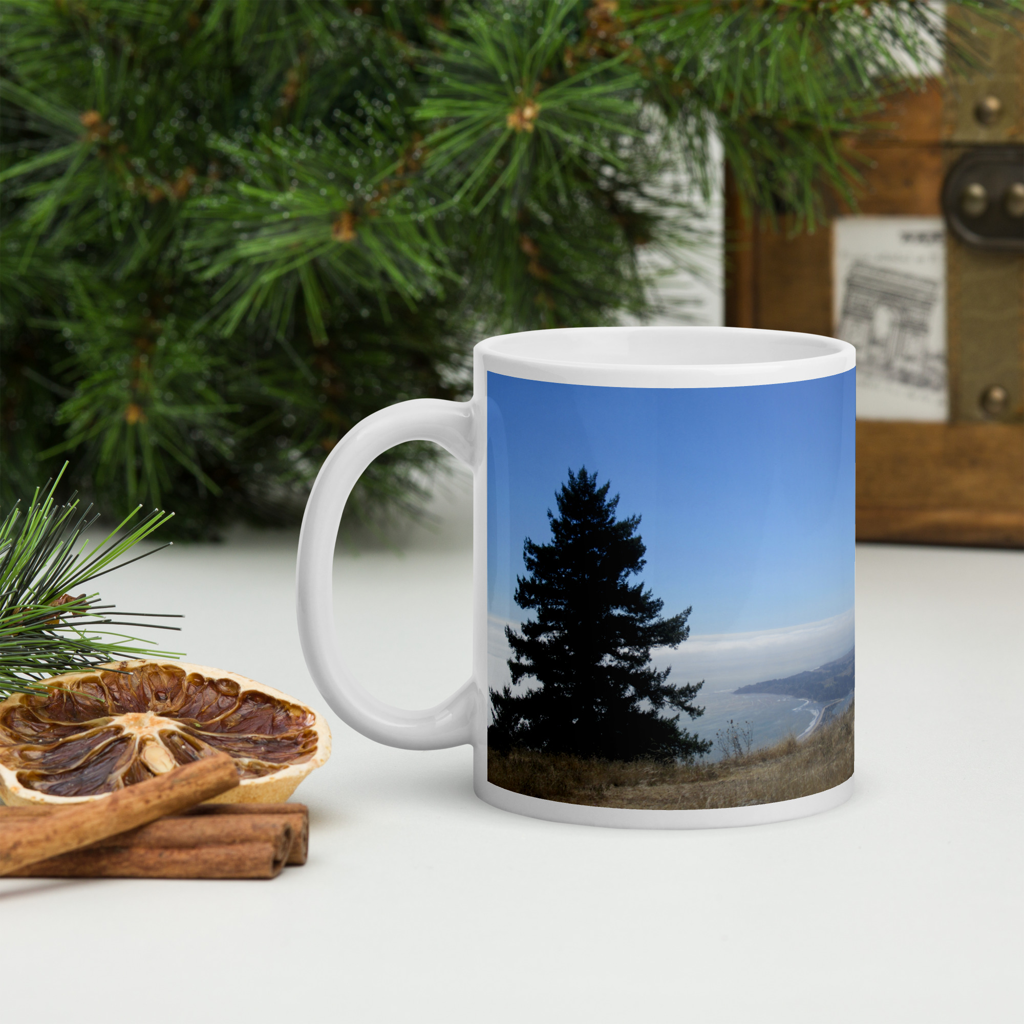 White glossy mug Stinson Beach Mt Tamalpais Marin County California - Image 2