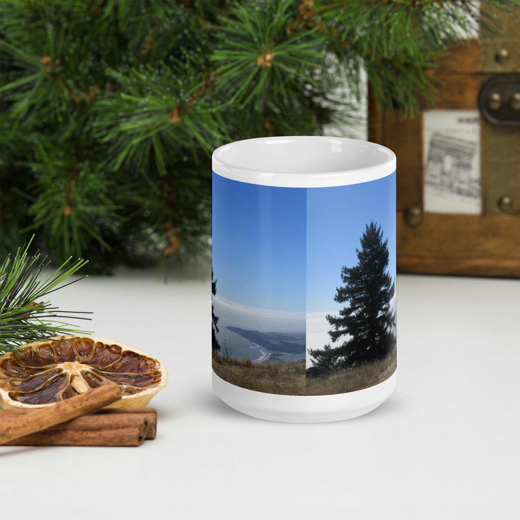 White glossy mug Stinson Beach Mt Tamalpais Marin County California - Image 7