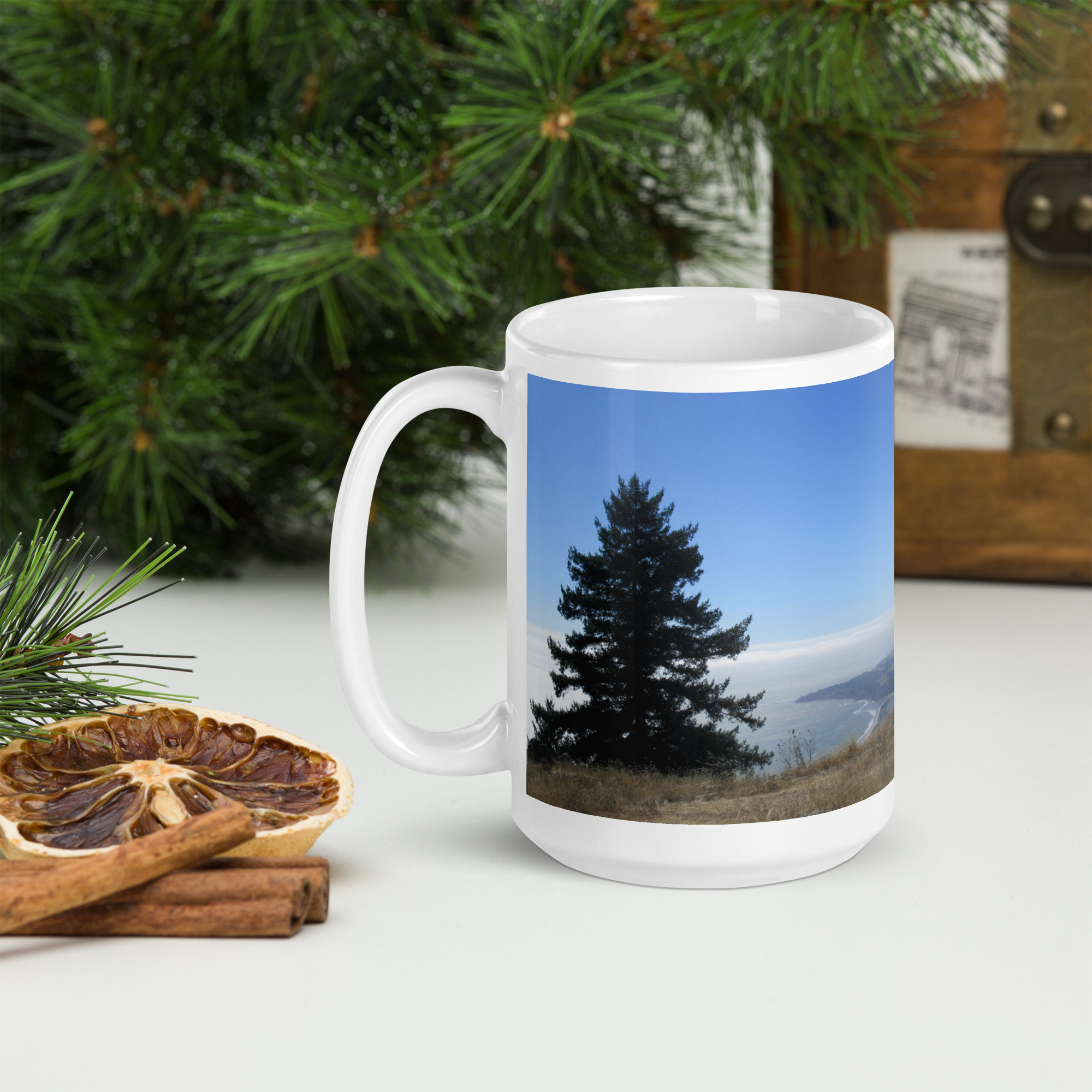 White glossy mug Stinson Beach Mt Tamalpais Marin County California - Image 5