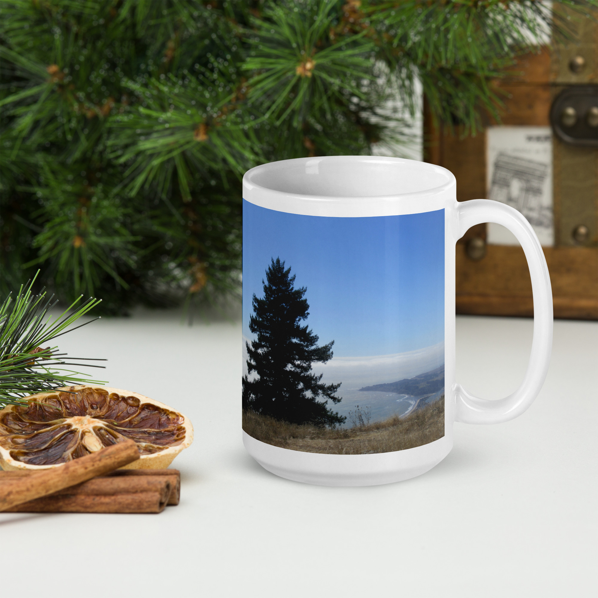 White glossy mug Stinson Beach Mt Tamalpais Marin County California - Image 6