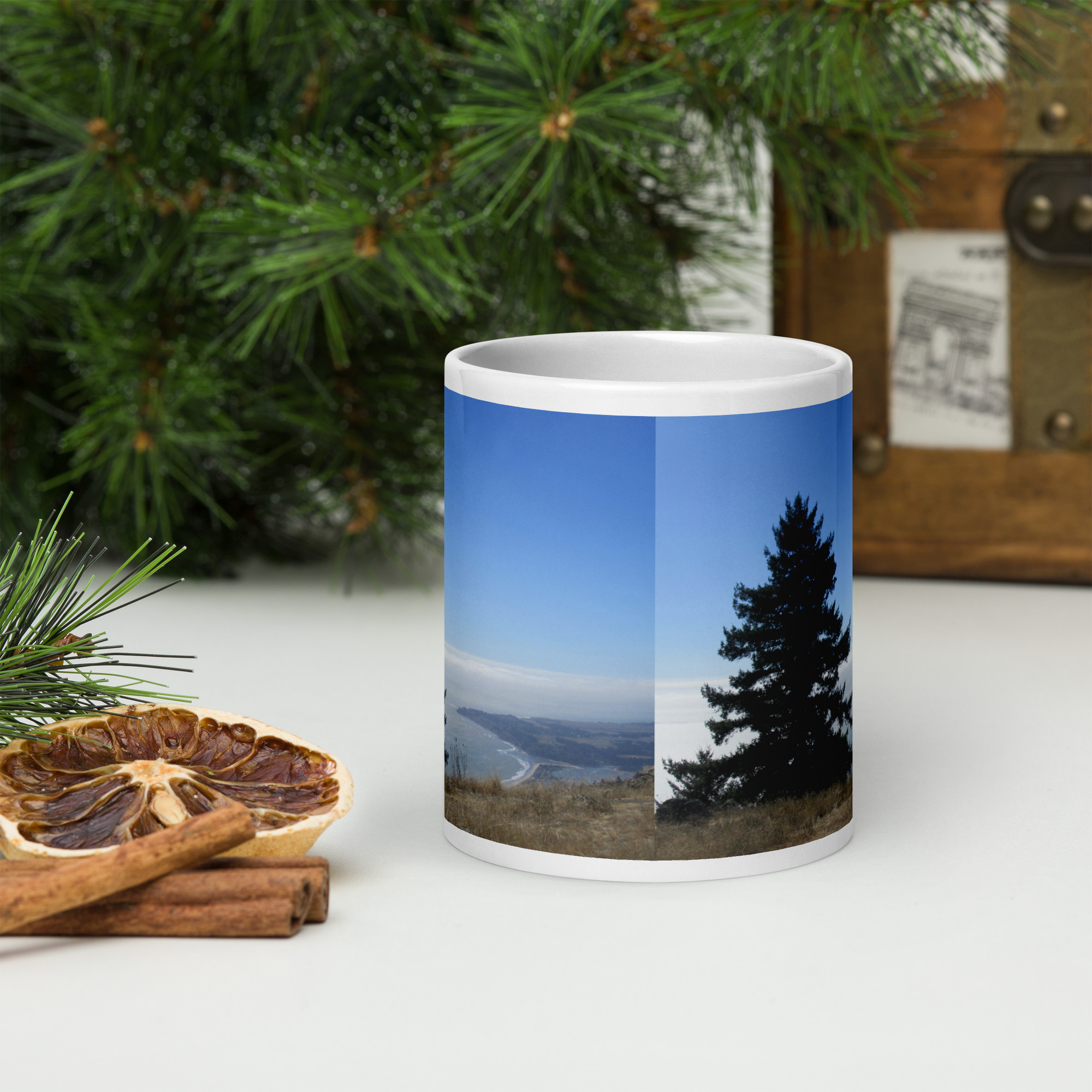 White glossy mug Stinson Beach Mt Tamalpais Marin County California - Image 9