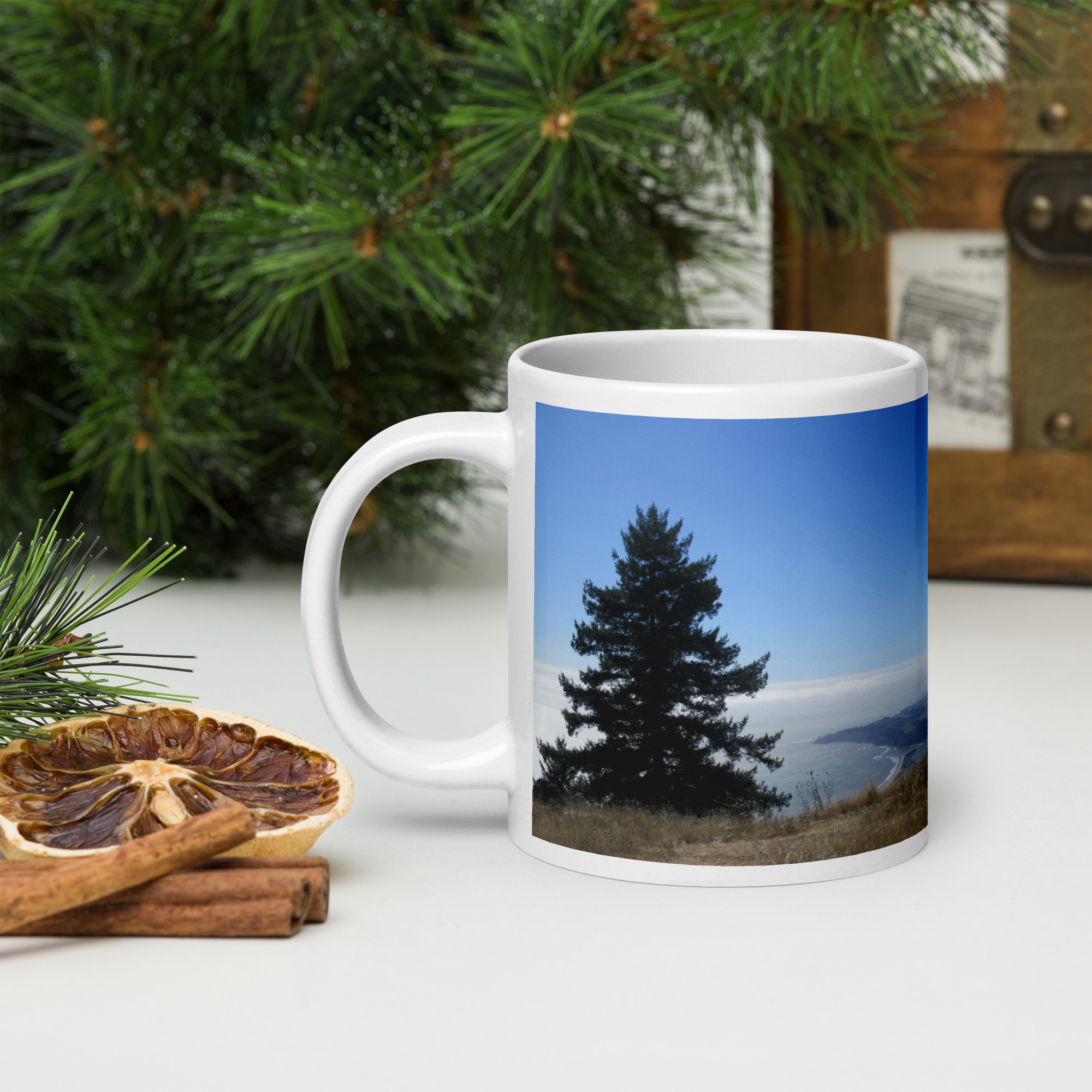 White glossy mug Stinson Beach Mt Tamalpais Marin County California - Image 8