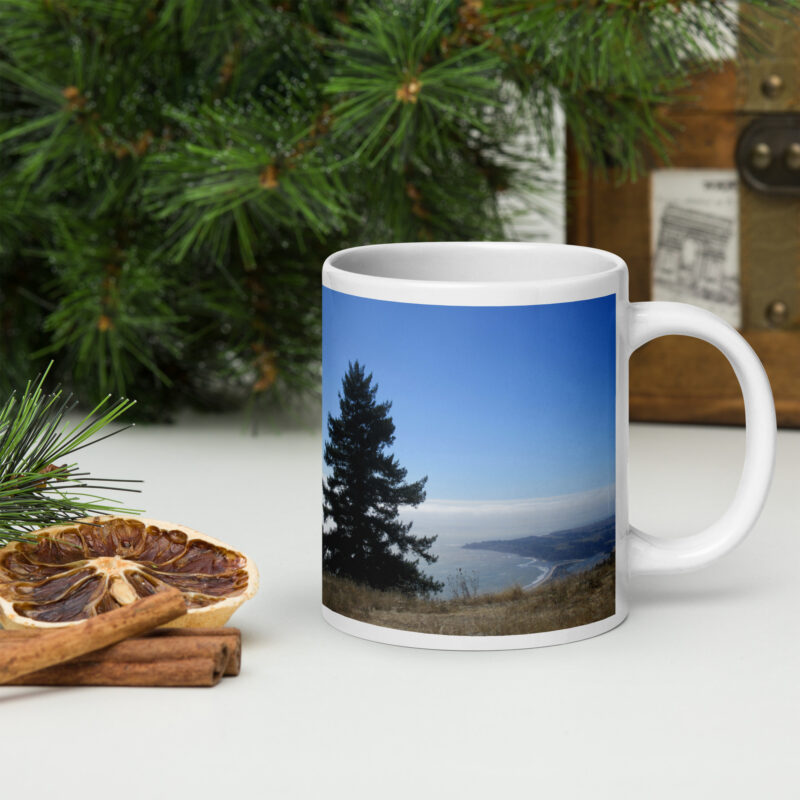 White glossy mug Stinson Beach Mt Tamalpais Marin County California