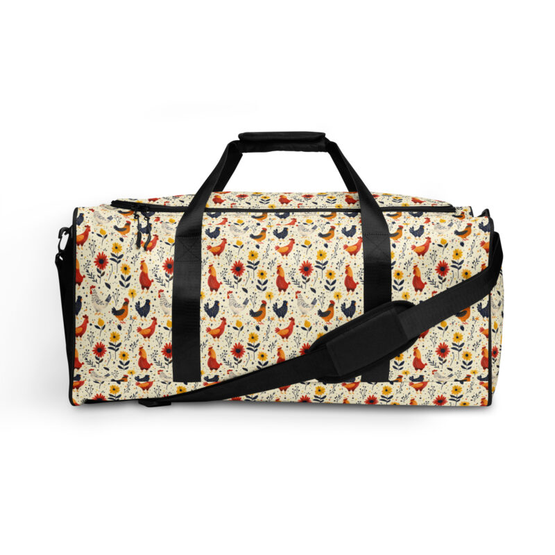 Duffle bag Chickens and Flowers Pattern