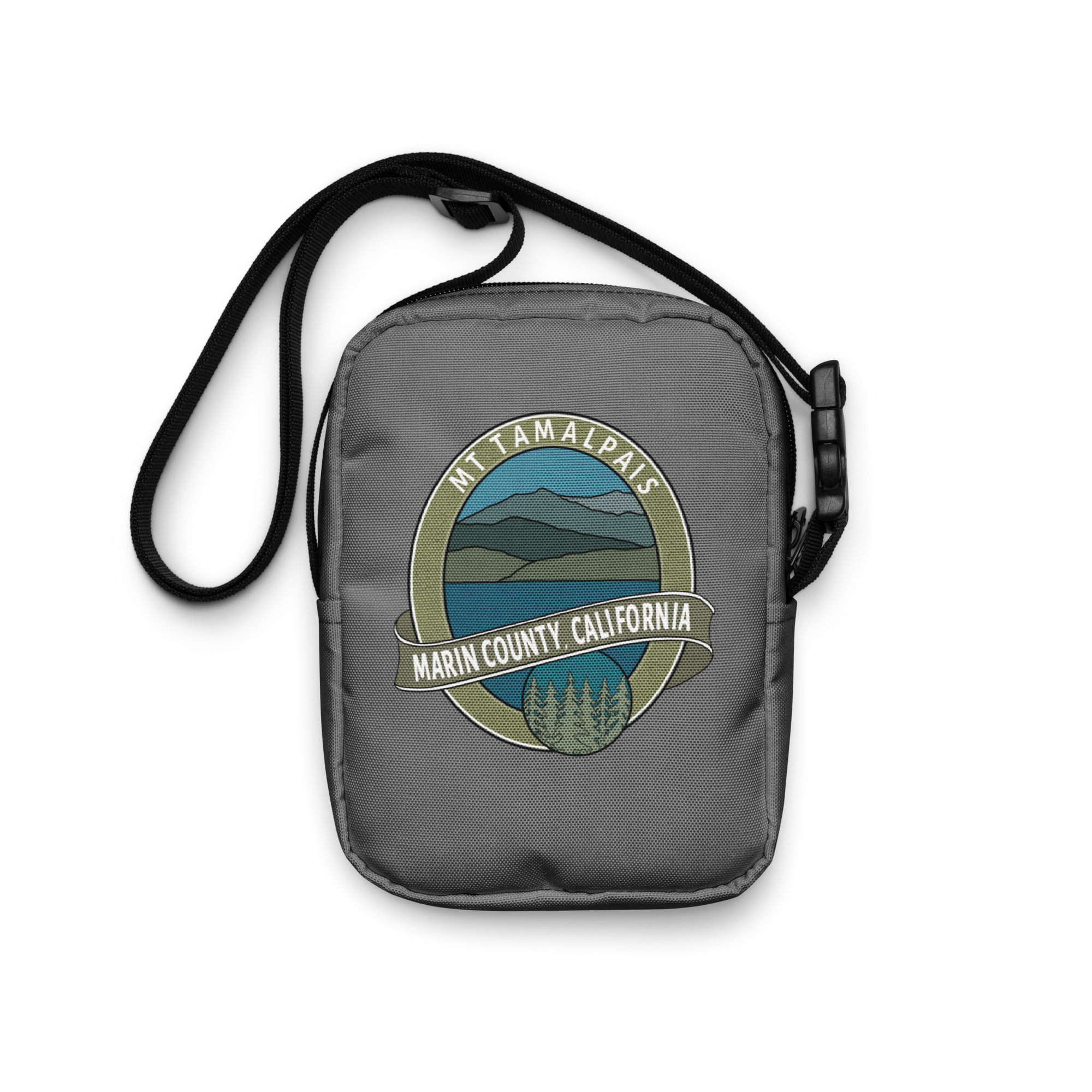 Utility crossbody bag Oval Mt Tamalpais Marin County California Collector's Design Gray