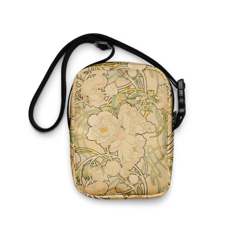 Utility crossbody bag Alphonse Mucha Peonies Vintage 1897