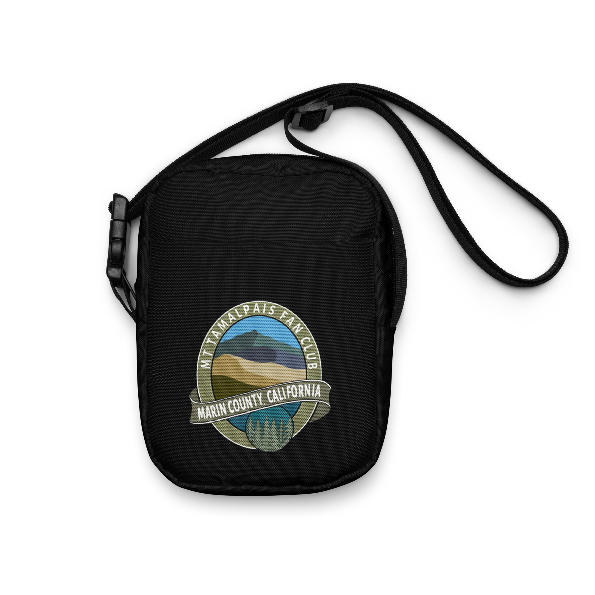 Utility crossbody bag Oval Mt Tamalpais Fan Club Marin County California Collector's Design Black - Image 2
