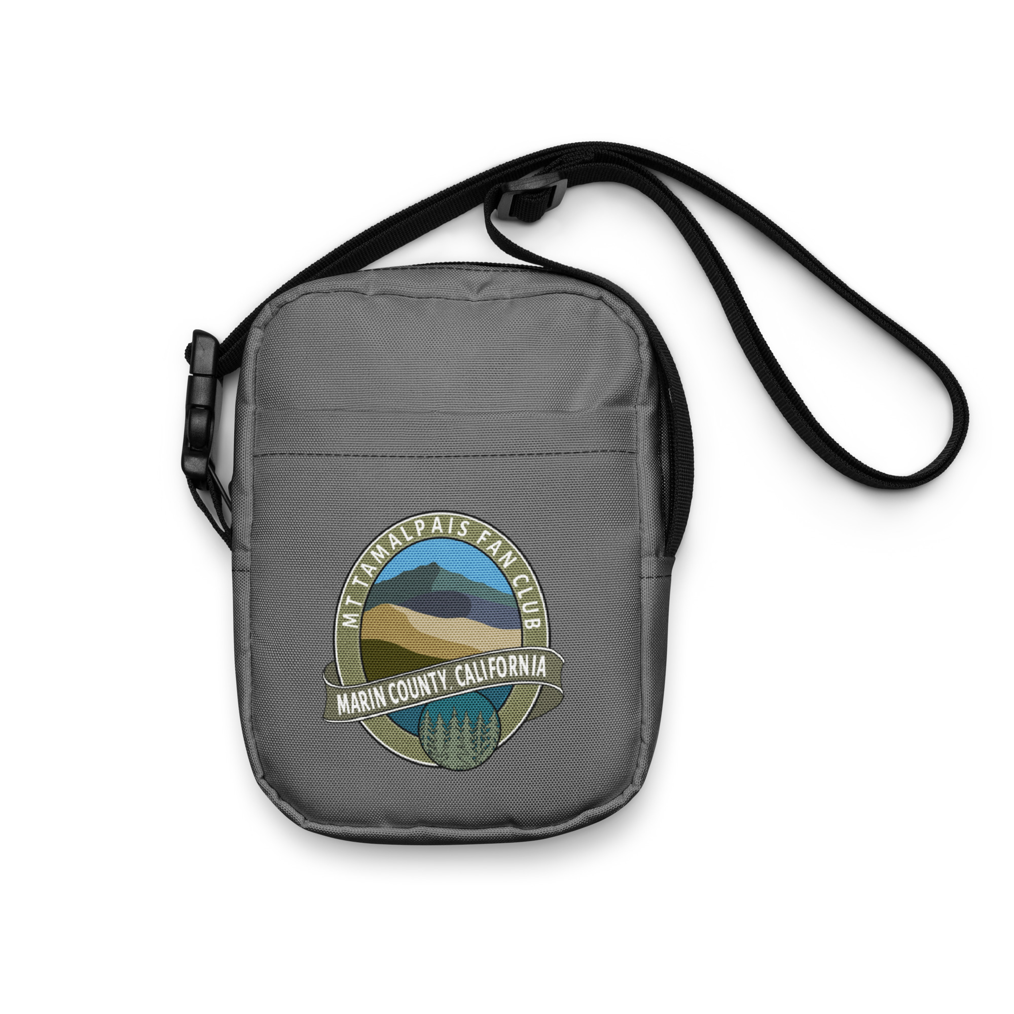Utility crossbody bag Oval Mt Tamalpais Fan Club Marin County California Collector's Design Gray - Image 2