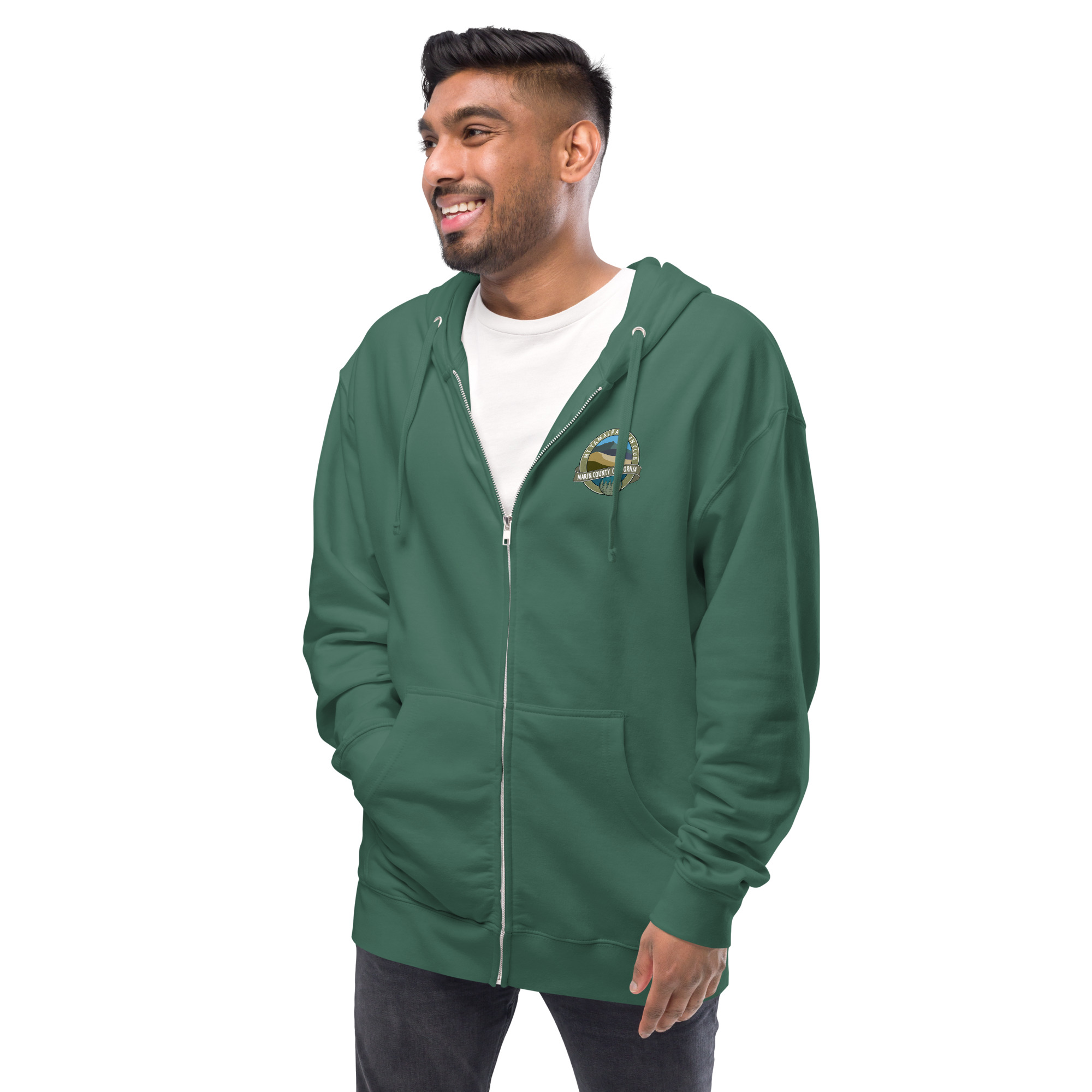 Fleece zip up hoodie Oval Mt Tamalpais Fan Club Marin County California Collector's Design on front and back Unisex - Image 2