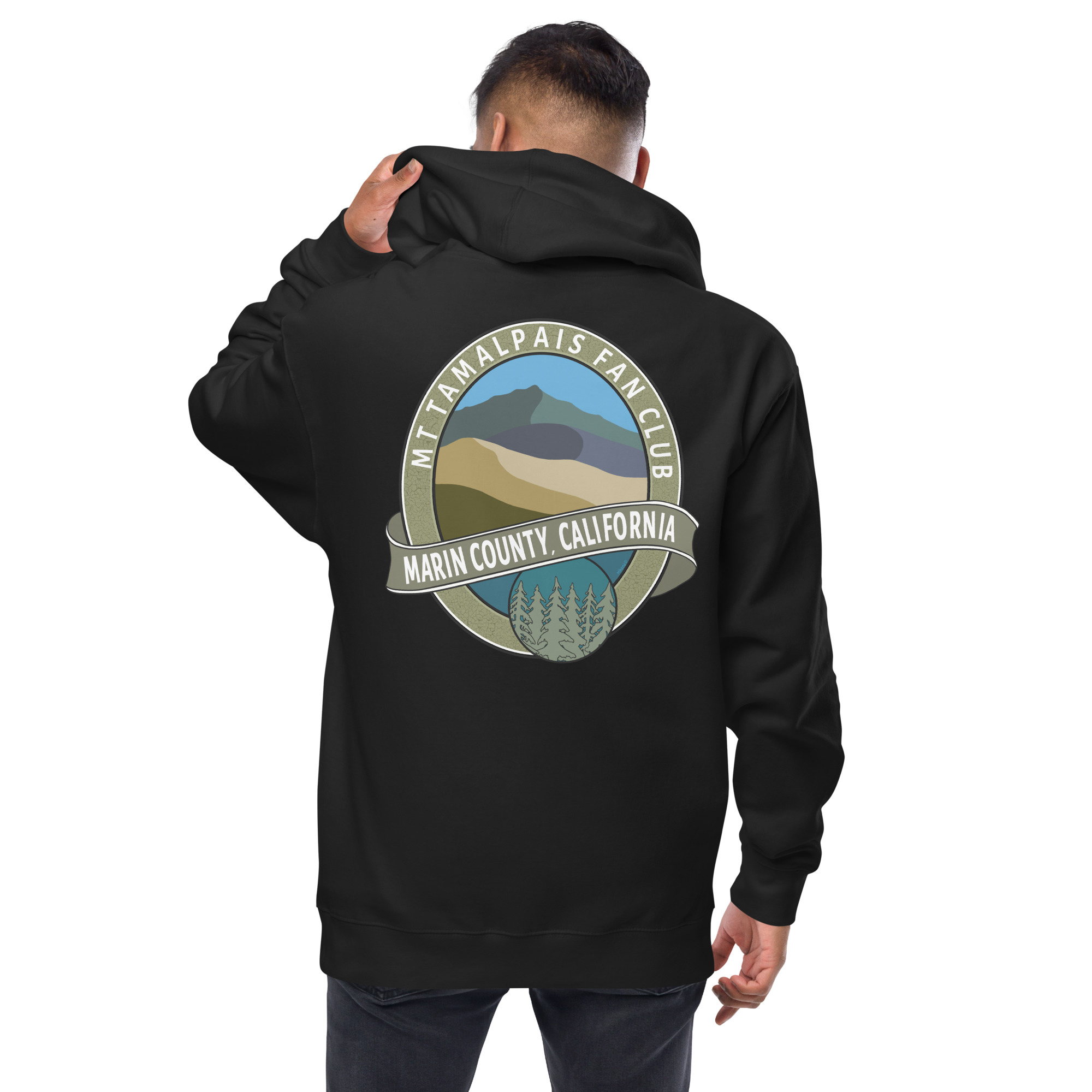 Fleece zip up hoodie Oval Mt Tamalpais Fan Club Marin County California Collector's Design on front and back Unisex - Image 3