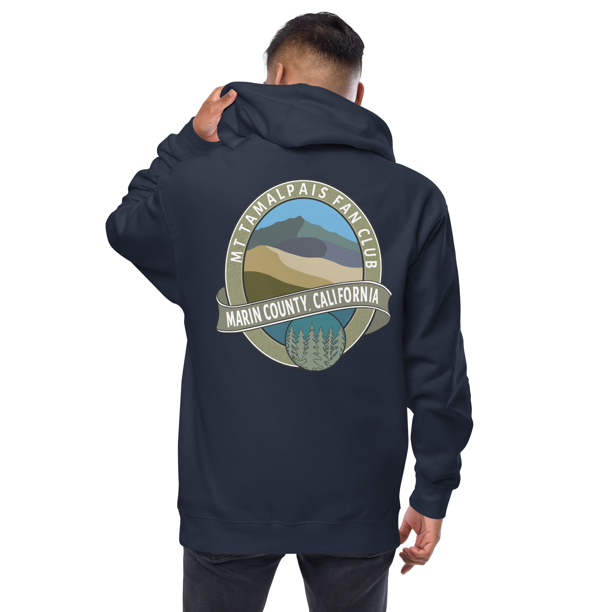 Fleece zip up hoodie Oval Mt Tamalpais Fan Club Marin County California Collector's Design on front and back Unisex - Image 5