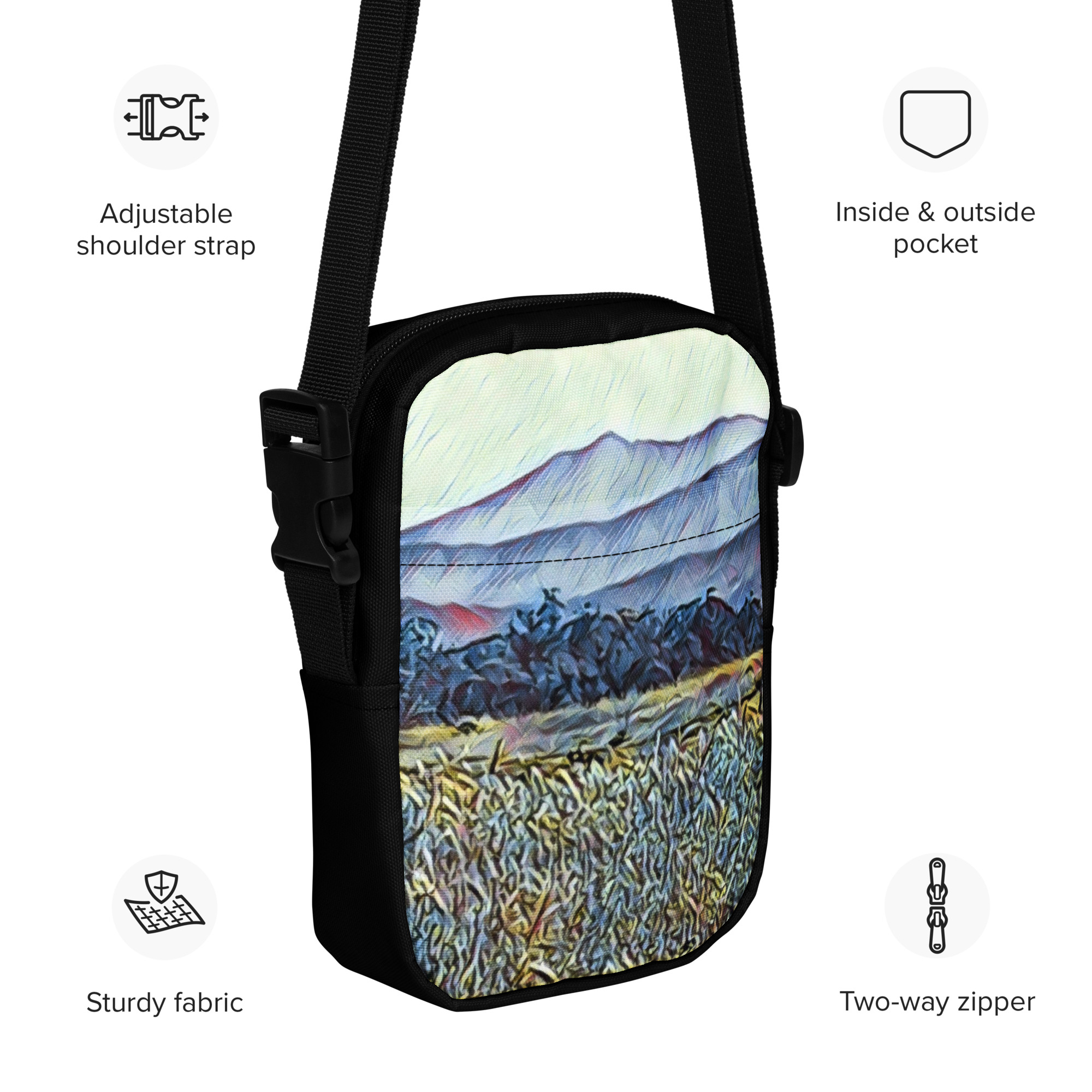 Utility crossbody bag / Hip pack Mt Tamalpais Sonoma County Enhanced - Image 4