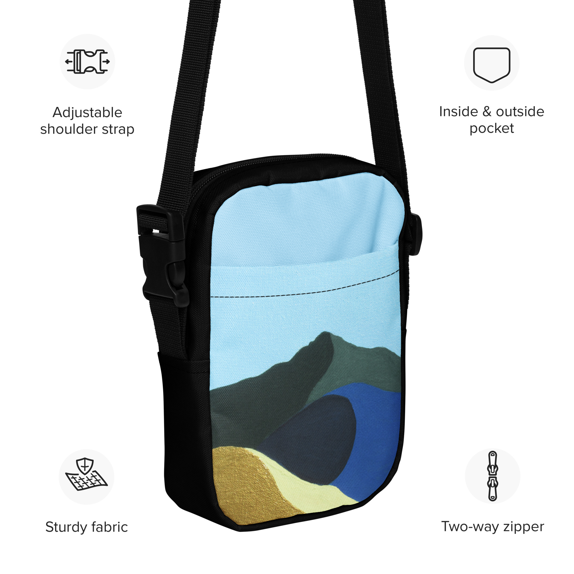 Utility crossbody bag / Hip Pack Colors of Mt Tamalpais Painting (print) - Image 3