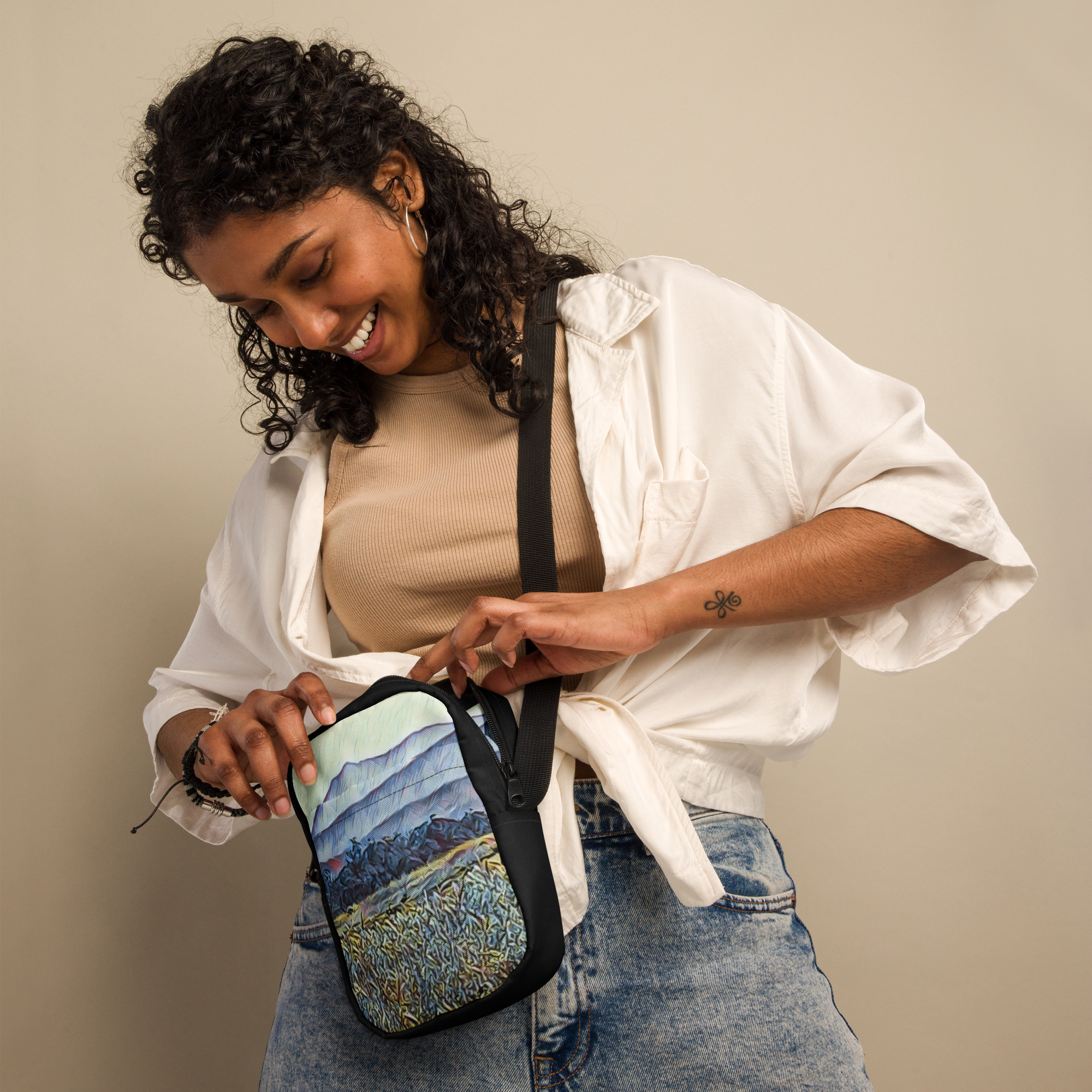 Utility crossbody bag / Hip pack Mt Tamalpais Sonoma County Enhanced - Image 6