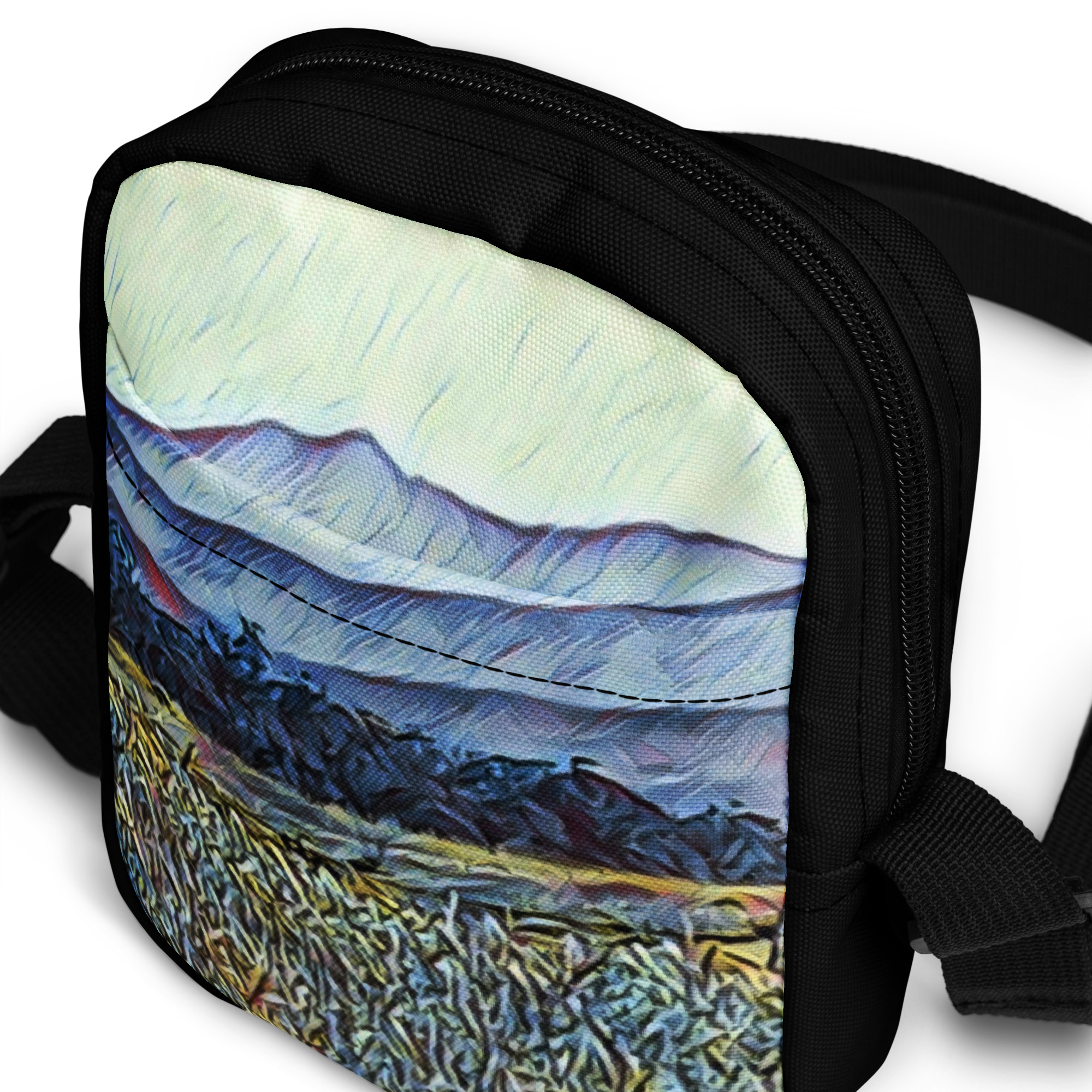 Utility crossbody bag / Hip pack Mt Tamalpais Sonoma County Enhanced - Image 2