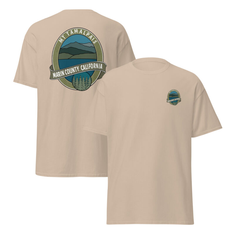 Short Sleeve T-shirt Oval Mt Tamalpais Marin County California Collector's Design Front chest and Back Men's / Unisex