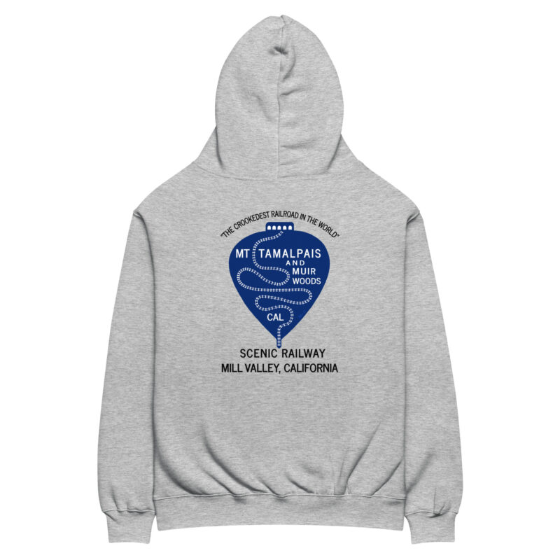 Oversized hoodie Vintage 1911 Mt Tamalpais Railroad Muir Woods Mill Valley California Design Front chest and Back black text