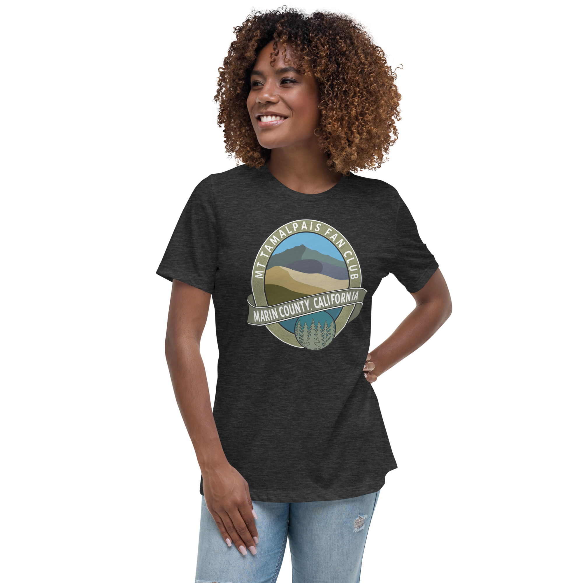 Women's Relaxed T-Shirt Oval Mt Tamalpais Fan Club Marin County California Design - Image 4