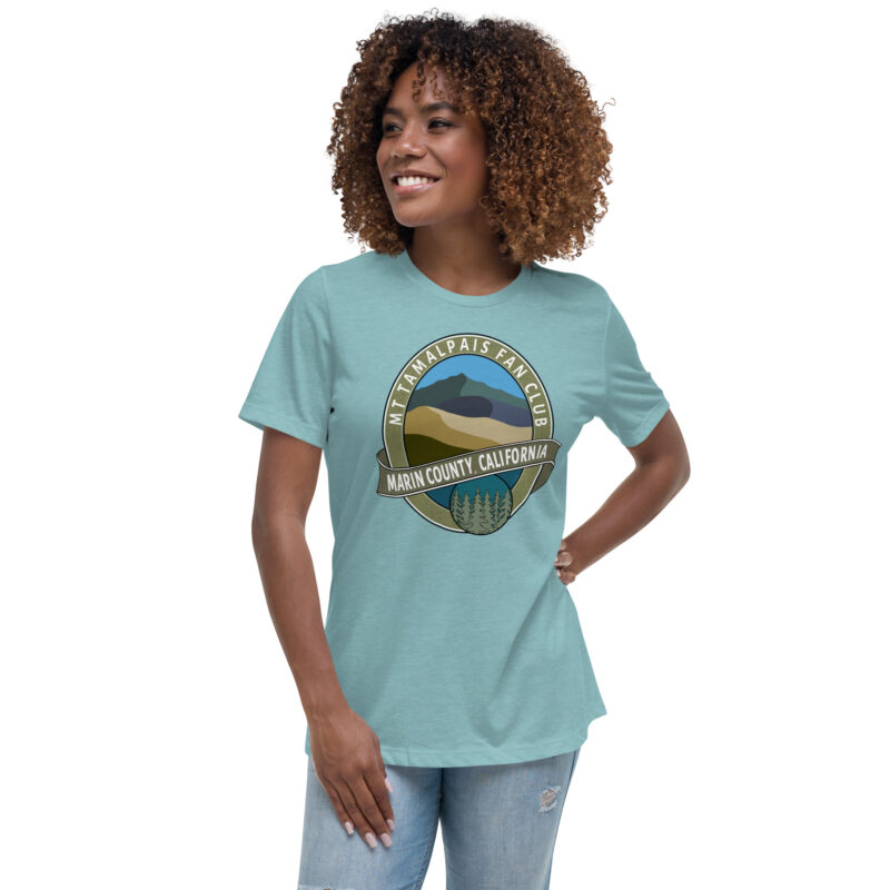 Women's Relaxed T-Shirt Oval Mt Tamalpais Fan Club Marin County California Design