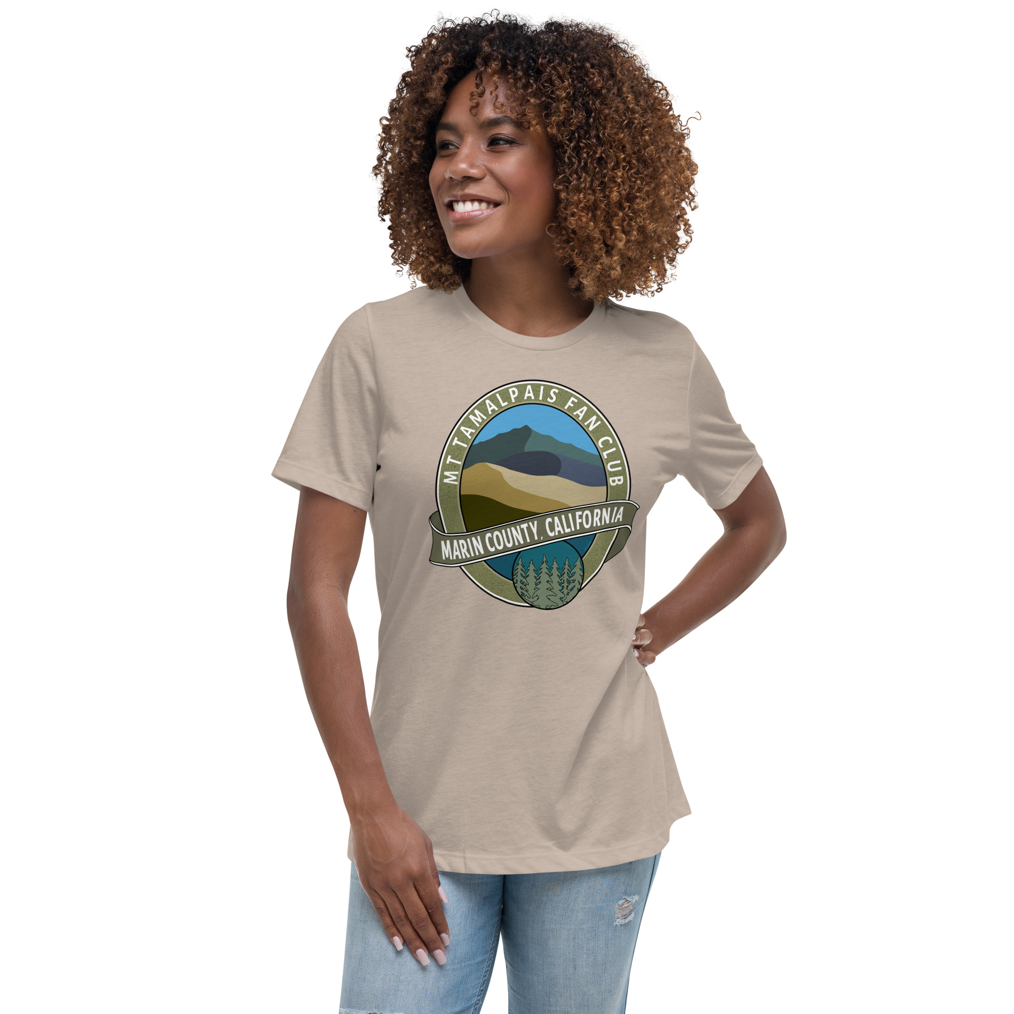 Women's Relaxed T-Shirt Oval Mt Tamalpais Fan Club Marin County California Design - Image 5