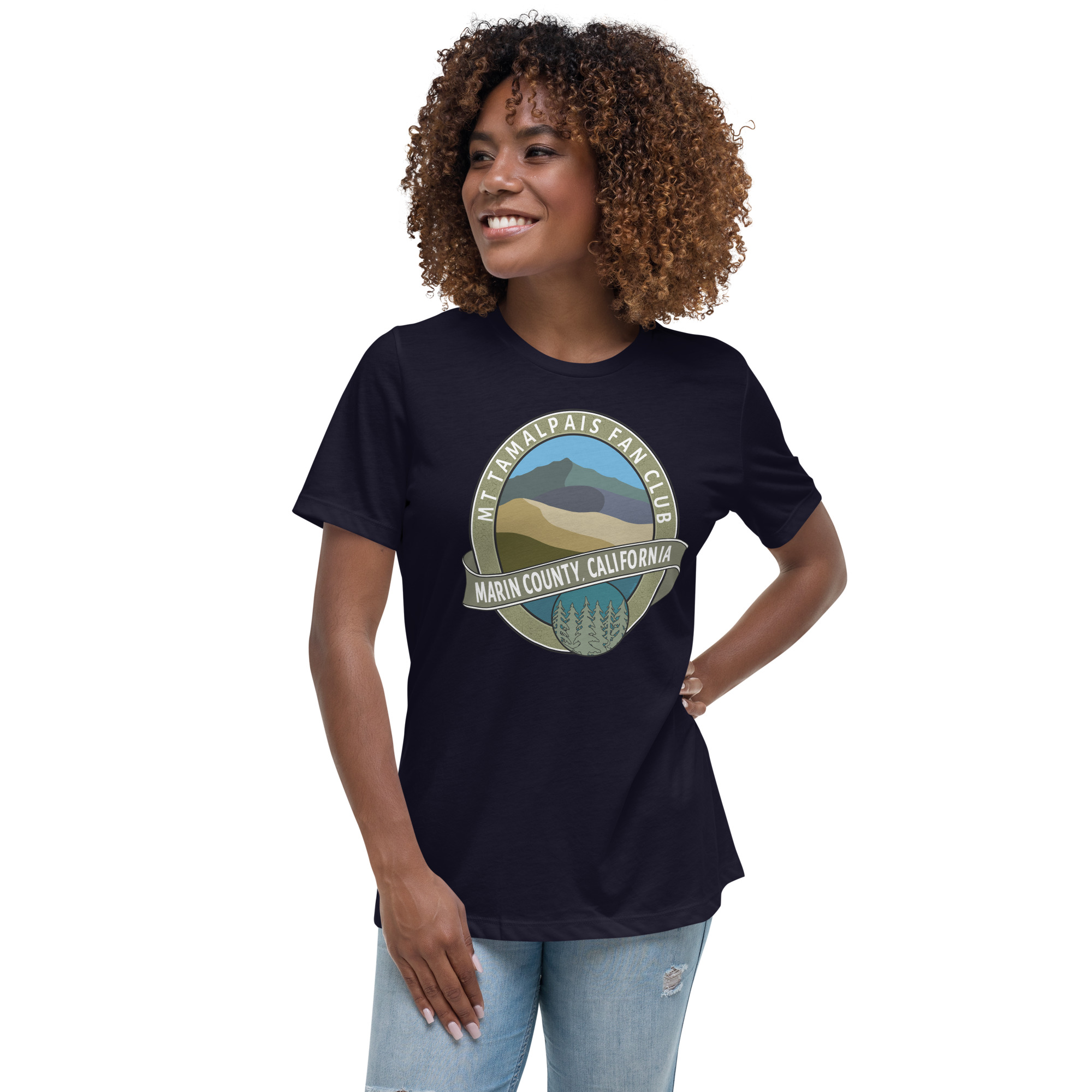 Women's Relaxed T-Shirt Oval Mt Tamalpais Fan Club Marin County California Design - Image 2